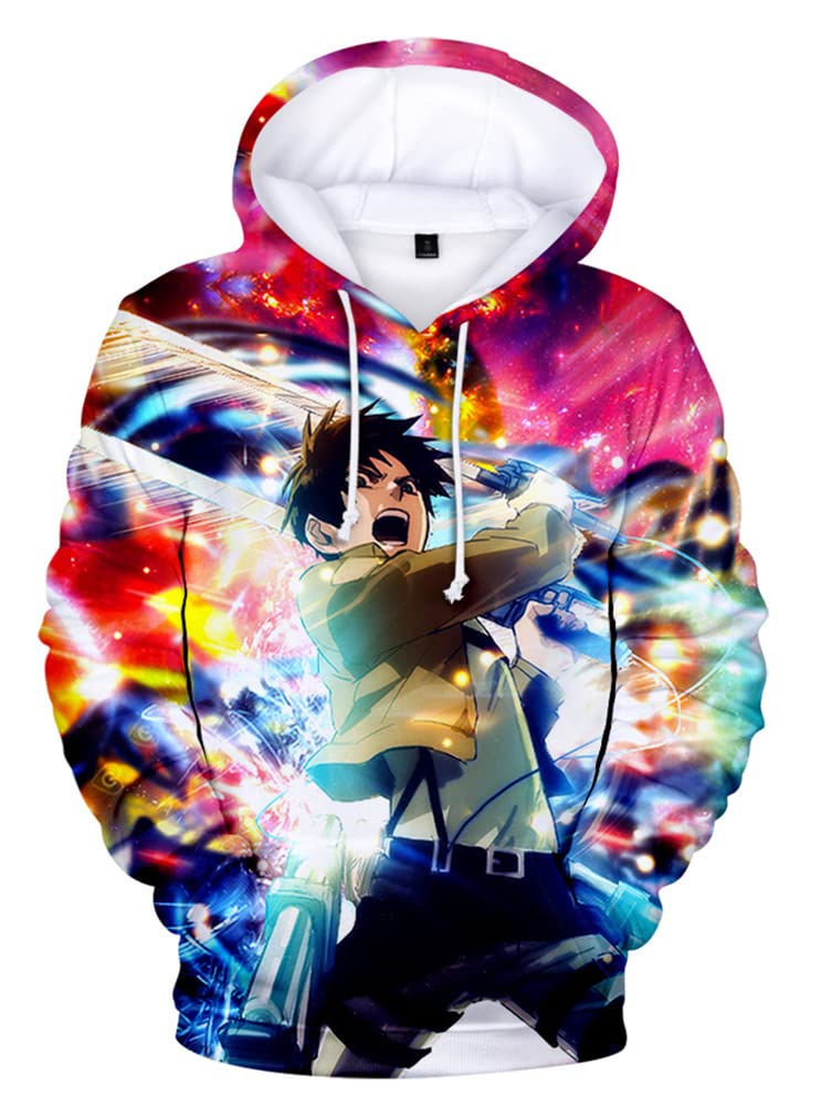 Symish Attack on Titan Hoodie - Eren Jaeger Anime Cosplay Costume, Manga Hooded Sweatshirt, Harajuku Pullover for Men & Women | Perfect for Halloween, Comic Con & Anime Conventions