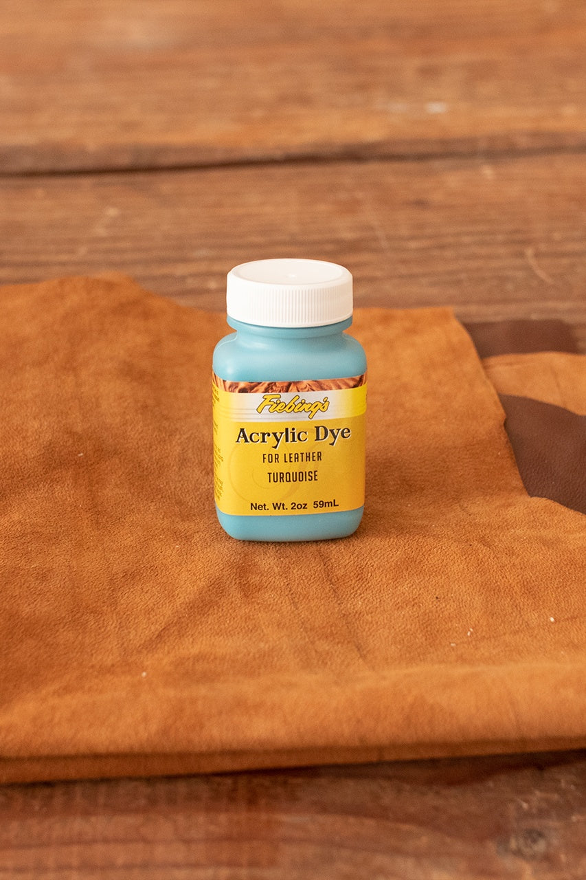Fiebing's Acrylic Leather Dye - 2 oz (59ml) Turquoise Color for Leather Crafting, Shoes, Bags & DIY Projects - Vibrant Fast-Drying Water-Based Dye