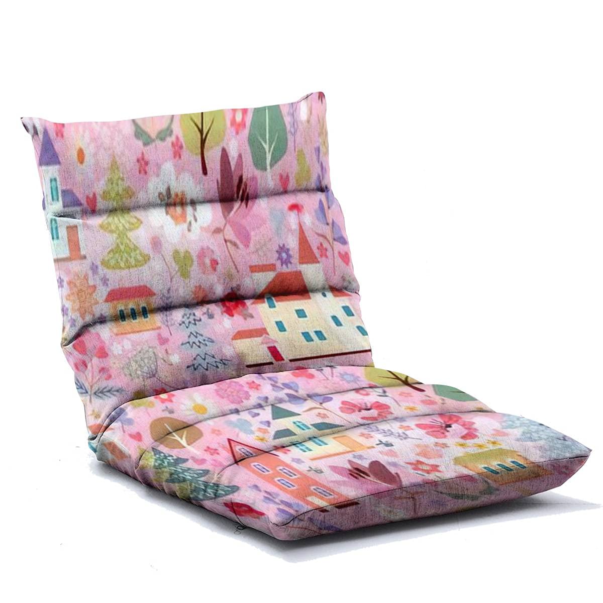 Adjustable 6-Position Memory Foam Floor Lounger with Fairytale Floral Forest Design - Foldable Floor Sofa & Lounge Chair for Kids & Adults - Perfect for Reading, Watching TV, Gaming & Relaxing at Home