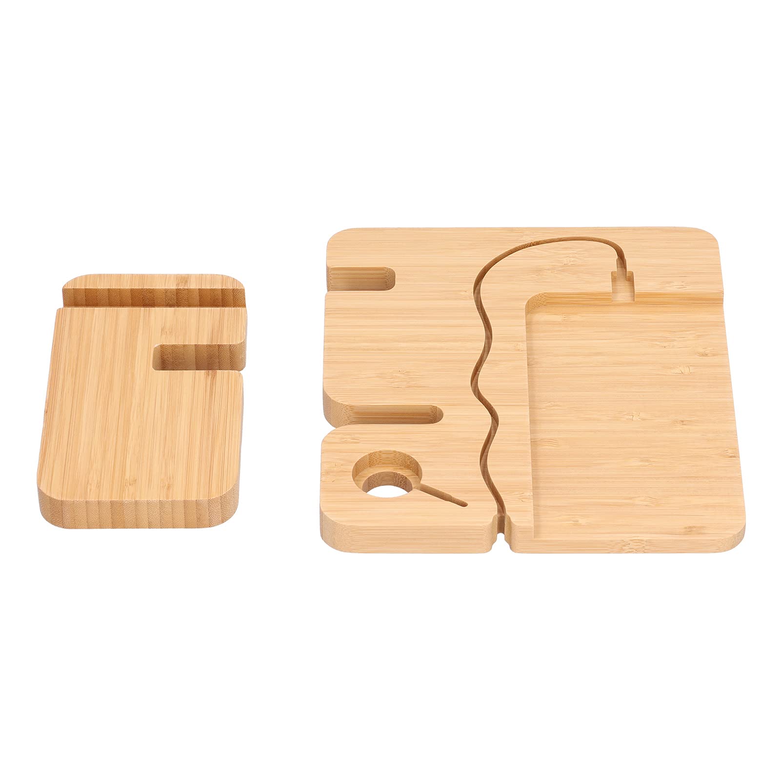 Premium Bamboo Watch Organizer & Docking Station Tray - Stylish Nightstand Charging Stand for Apple Watch, Smartphones & Jewelry - Perfect for Bedroom, Office & Travel Accessories Storage
