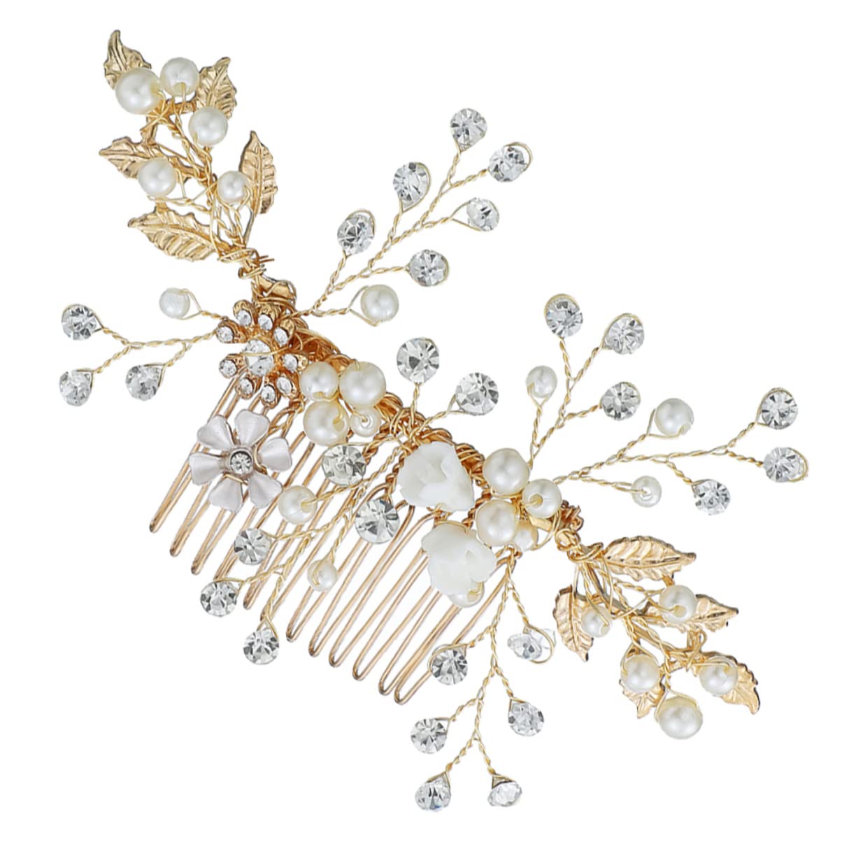 Beavorty Pearl Hair Clip for Women - Golden Bridal Hair Comb with Crystals for Weddings & Special Events | Elegant Wedding Hair Accessories for Brides, Prom & Formal Occasions