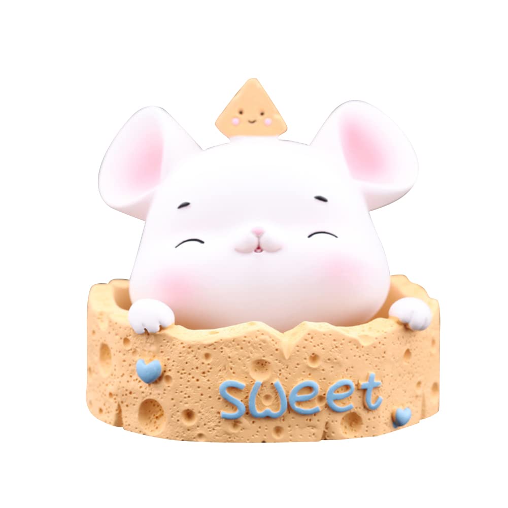 Car Mouse Shaking Head Dashboard Ornament - DIY Cartoon Animal Decoration for Office, Home, and Car Use, Eyes Closed, Perfect for Gifts and Party Decor