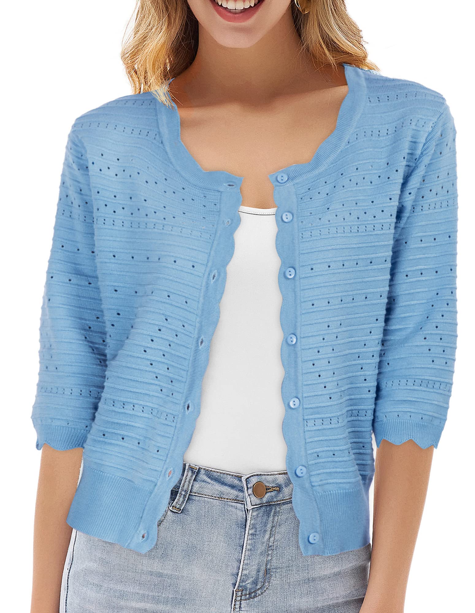 GRACE KARIN Women's Button Down V-Neck Long Sleeve Rib Knit Cardigan Sweater - Cozy Fall & Winter Layering Piece for Office, Date Night & Casual Outfits