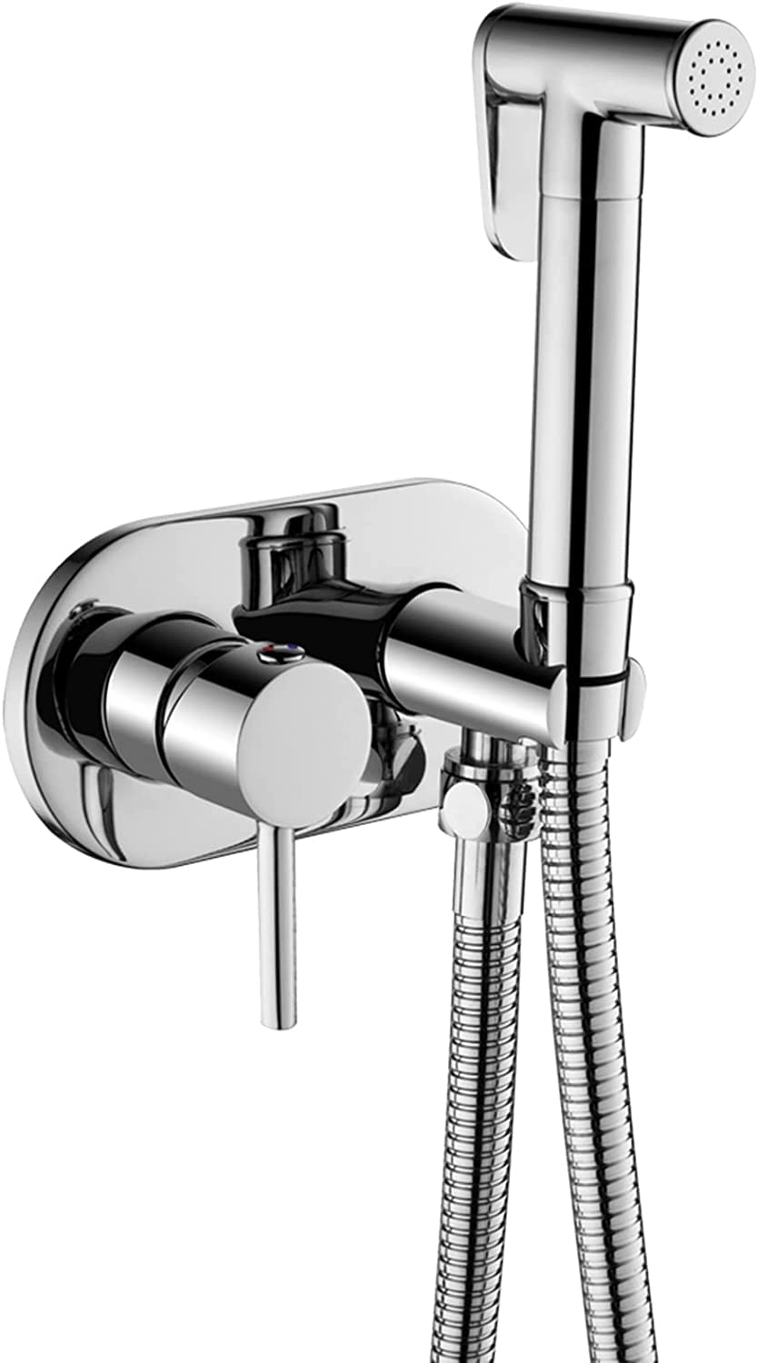 **Handheld Bidet Sprayer for Toilet - Chrome Brass Diaper Sprayer with Hose for Hot & Cold Water - Perfect for Baby Cloth Diaper Cleaning, Feminine Hygiene & Pet Washing**