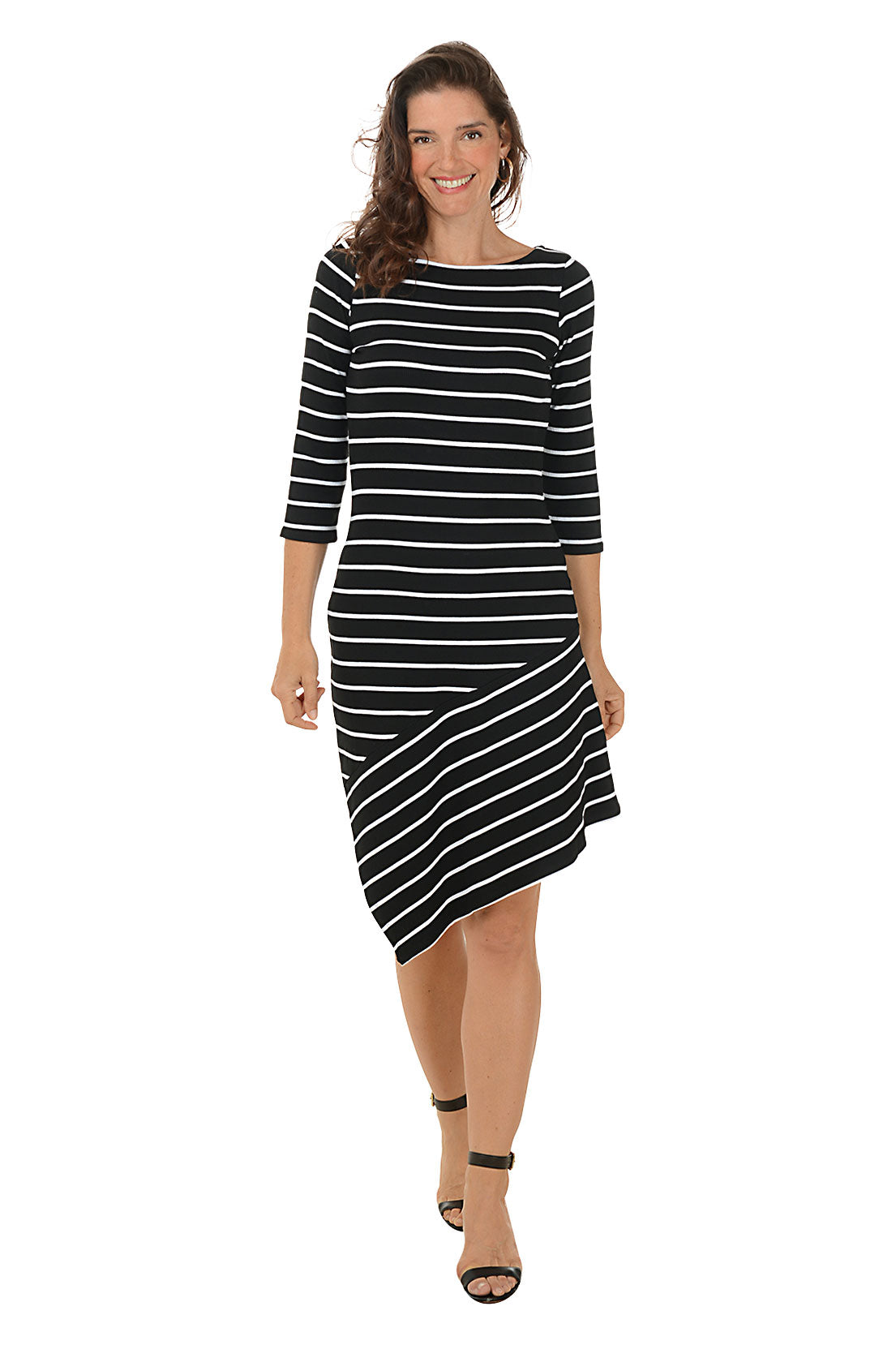Stylish Striped Rib Knit Asymmetrical Dress for Women | Trendy Casual & Party Wear | Perfect for Date Nights, Office Outings and Special Occasions