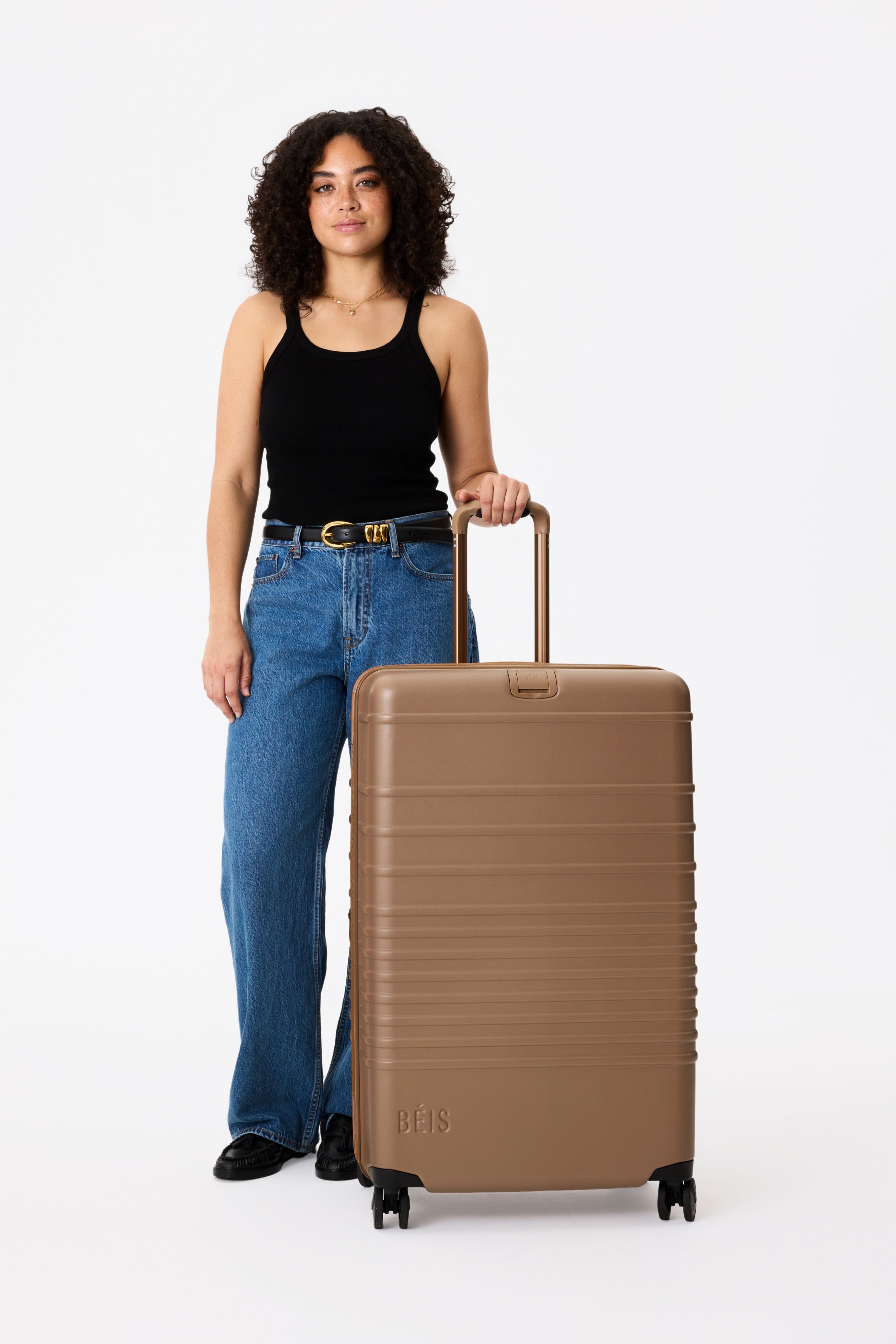 Large Check-In Roller Suitcase in Camel Color - Spacious & Durable Travel Luggage for Business Trips, Vacations & Long Journeys