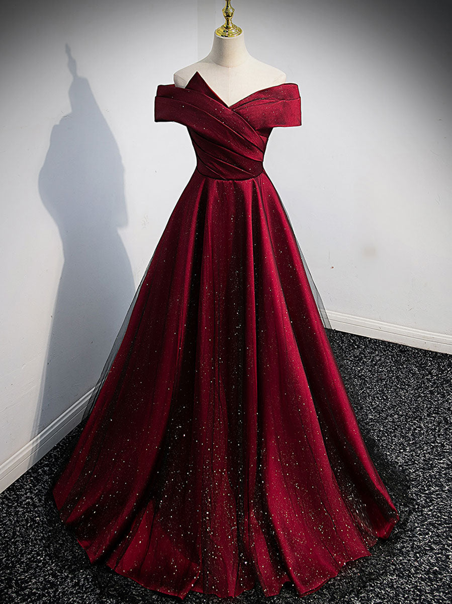 Elegant Burgundy Satin Long Prom Dress for Women - Formal Evening Gown for Homecoming, Ball, and Special Occasions