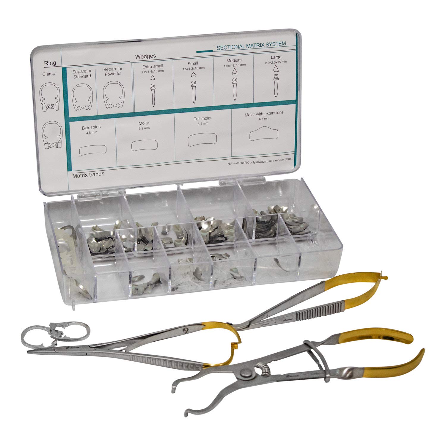 Vivid KwikFit Sectional Matrix System Kit with 3 Forceps - Dental Restoration Tools for Composite Fillings & Crowns - Perfect for Dentists & Dental Clinics