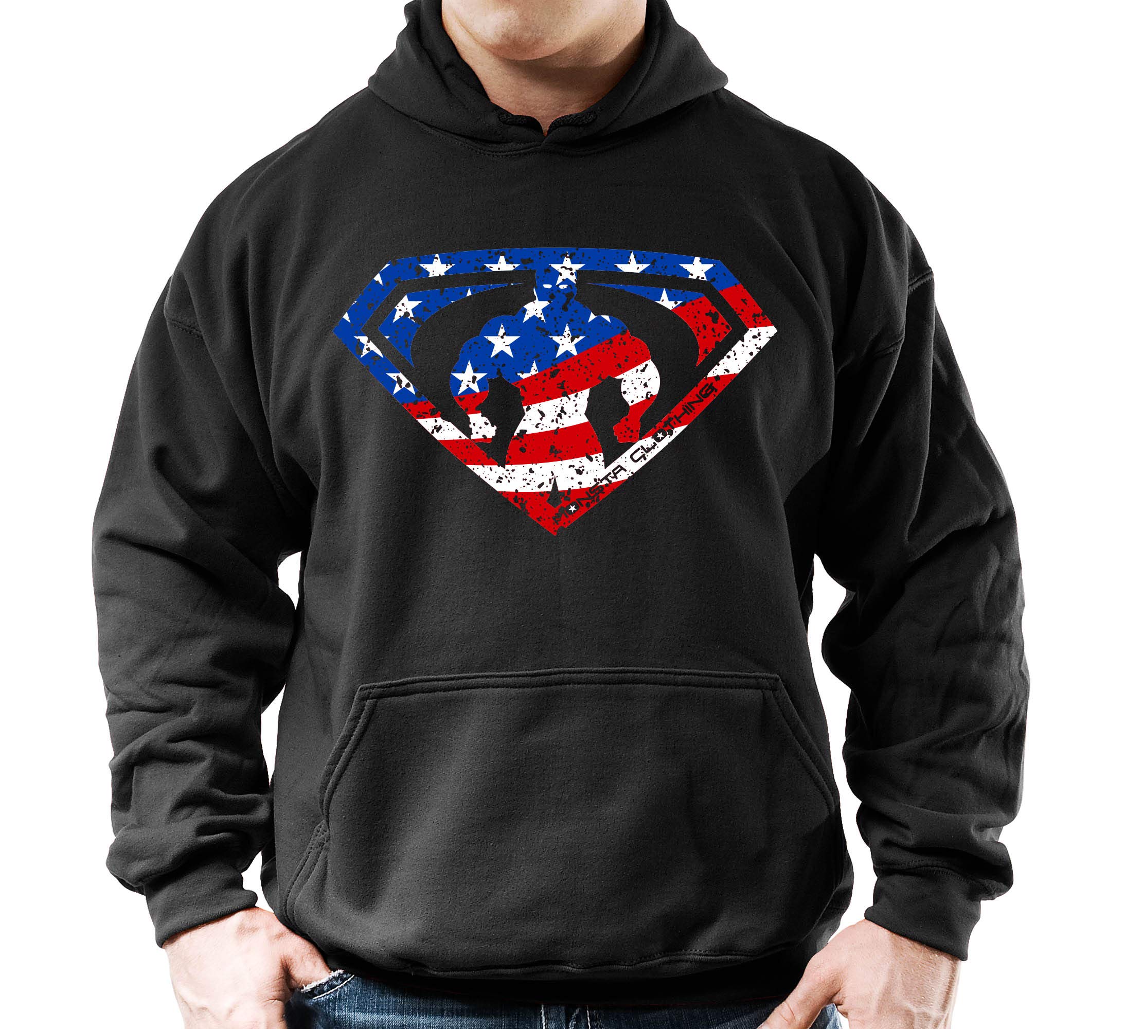 MonstaMan Muscle Symbol Men's Bodybuilding Workout Hoodie - Gym Training & Fitness Apparel for Weightlifting & Powerlifting