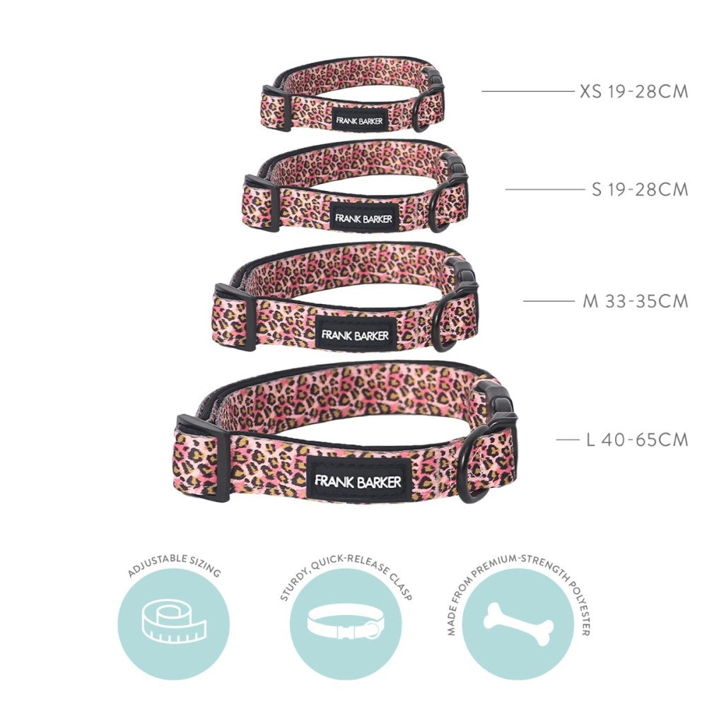 Frank Barker Leopard Print Dog Collar - Adjustable & Durable Pet Collar for Small, Medium & Large Dogs - Perfect for Daily Walks, Training & Outdoor Adventures