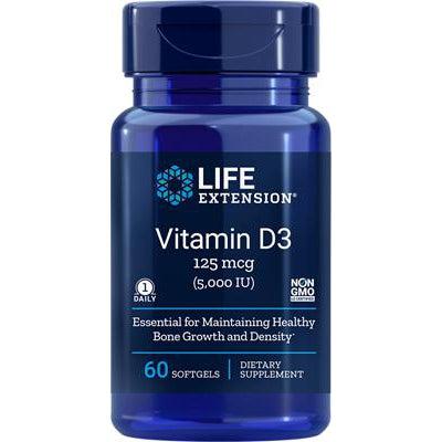 Life Extension Vitamin D3 125 mcg (5000 IU) Supplement - Supports Bone Health & Immune System - for Adults & Seniors - Daily Immune Support & Calcium Absorption