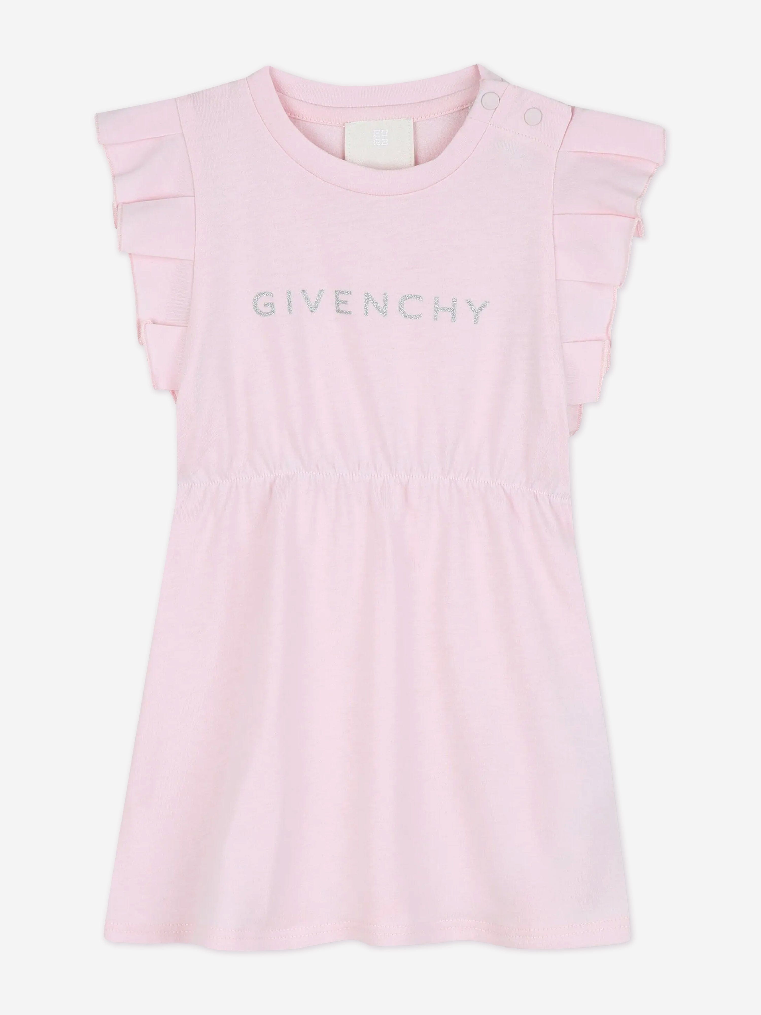 Pink Glitter Logo Jersey Dress for Baby Girls - Soft & Comfortable Toddler Outfit for Parties, Photos & Special Occasions