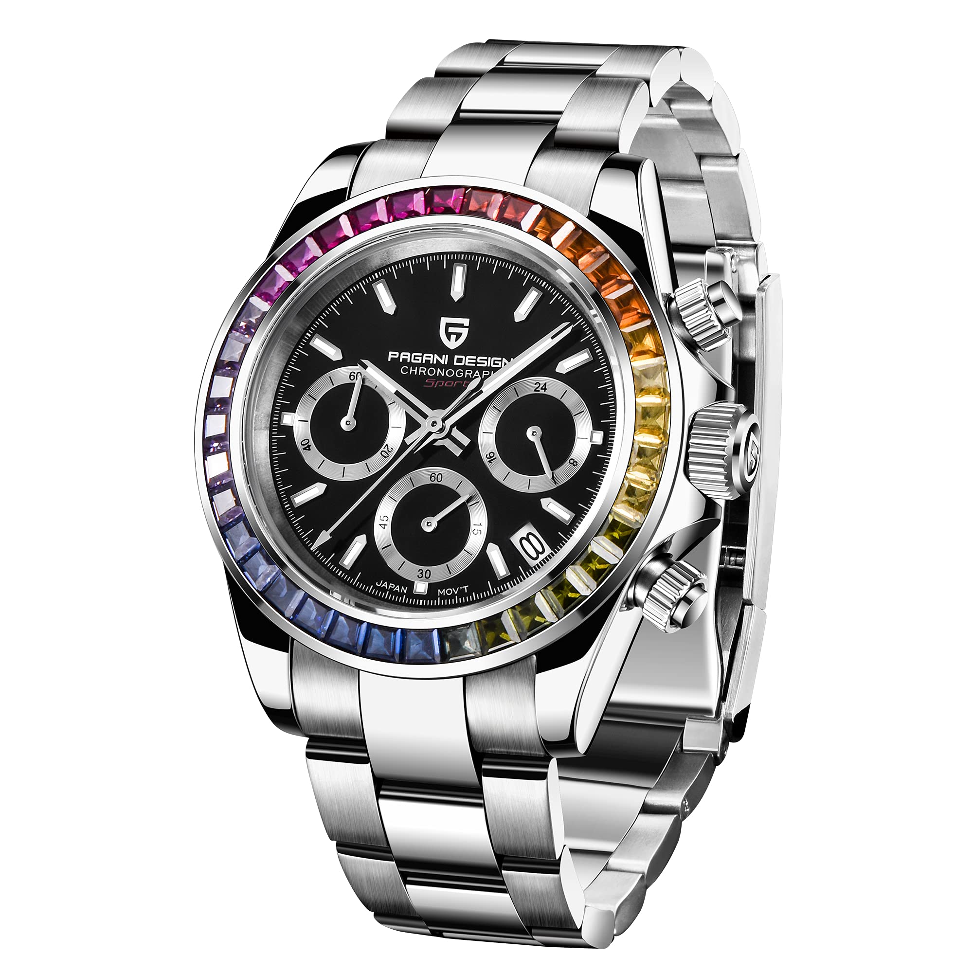 Pagani Design Men's Automatic Chronograph Watch - 100M Waterproof, Sapphire Crystal, Rubber Strap Sports Wristwatch (Model PD-1664) | Perfect for Business, Casual Wear & Outdoor Activities