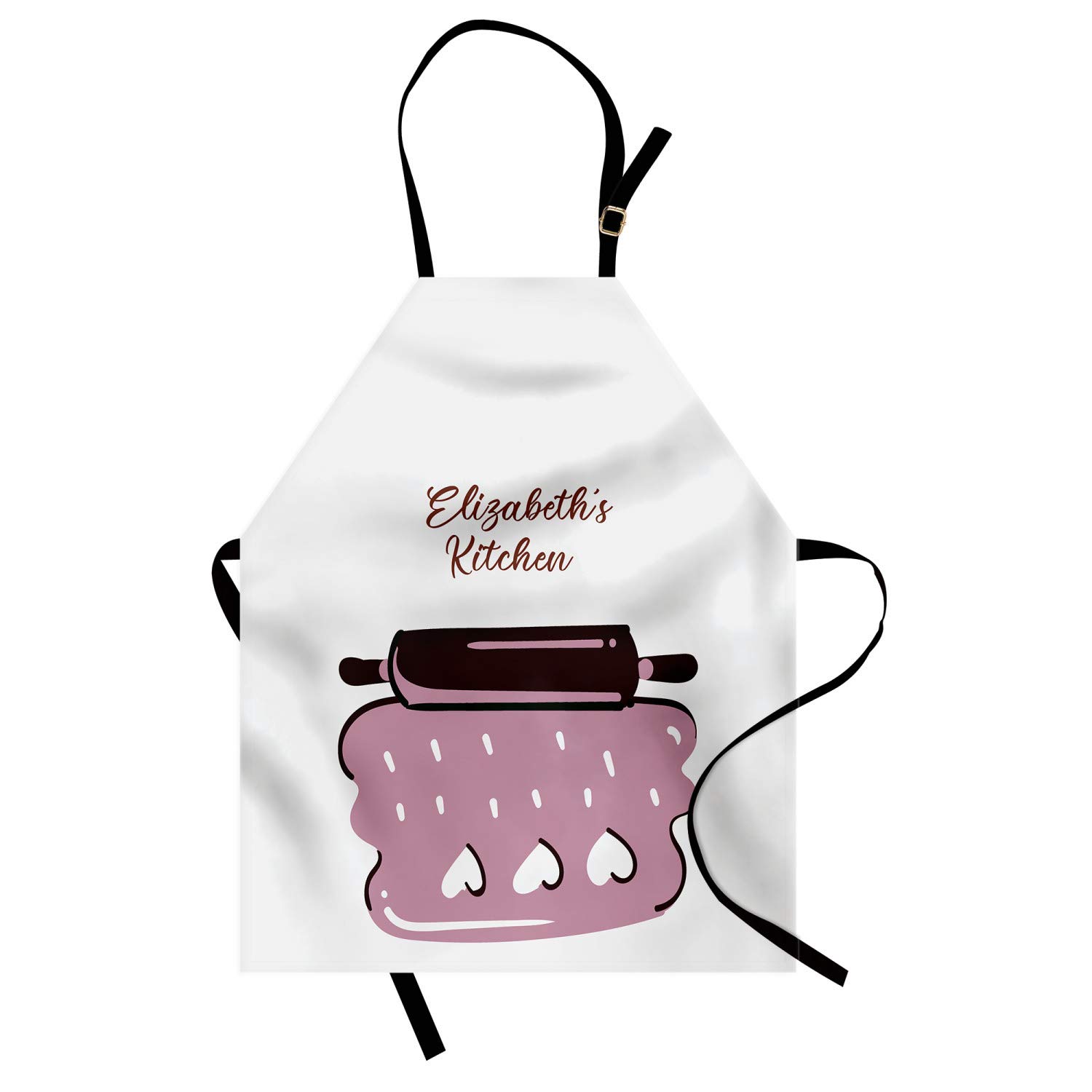 Ambesonne Personalized Chef Apron - Cartoon Baking & Cooking Design with Colorful Rolling Pin Dough Motif - Adjustable Neck Unisex Kitchen Bib for Adults - Pale Lilac - Perfect for Home Cooking, Baking Parties & Culinary Gifts