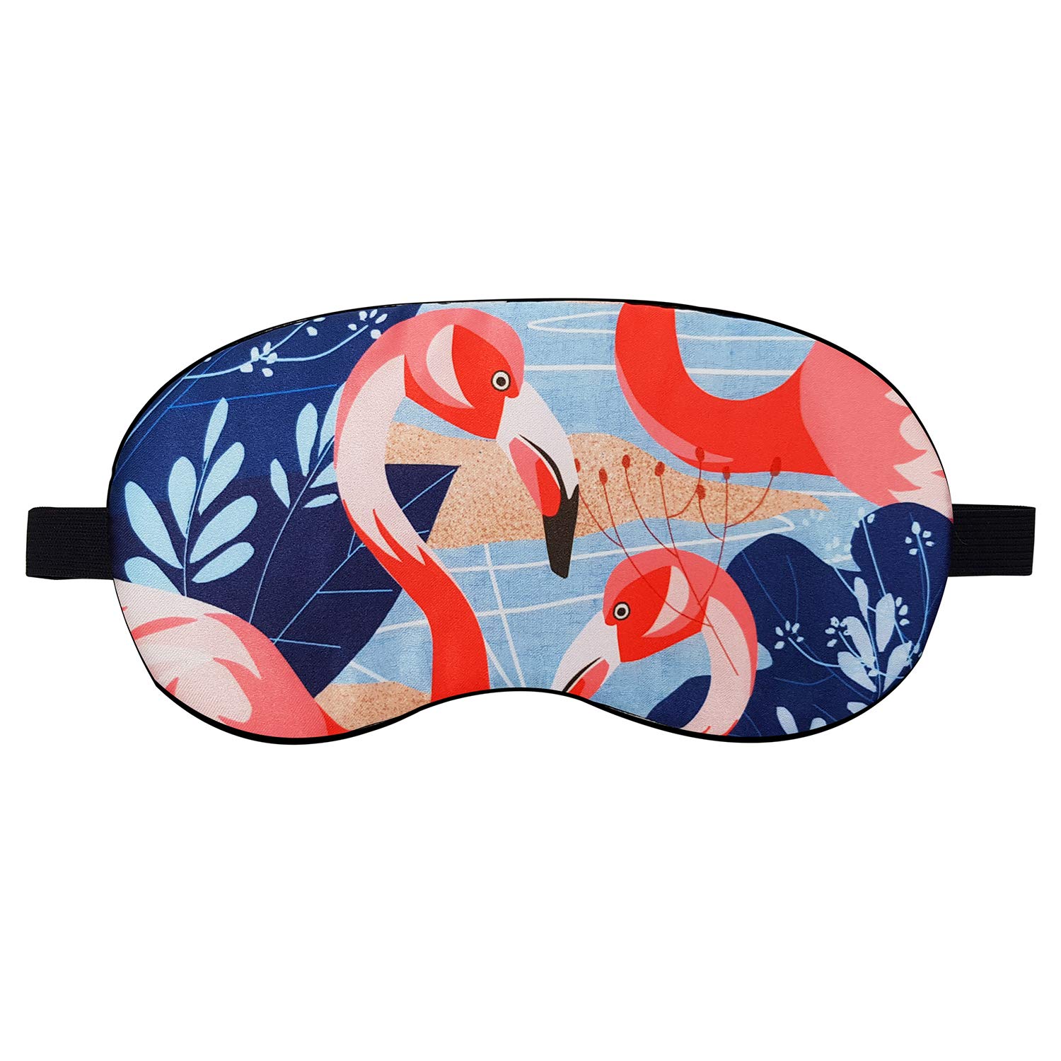 Jenna™ Silk Sleep Eye Mask for Women & Men - Soft Flamingo Blue Eye Shade for Insomnia Relief, Meditation, Travel & Puffy Eyes Treatment - Perfect for Night Sleep, Airplane & Spa Relaxation