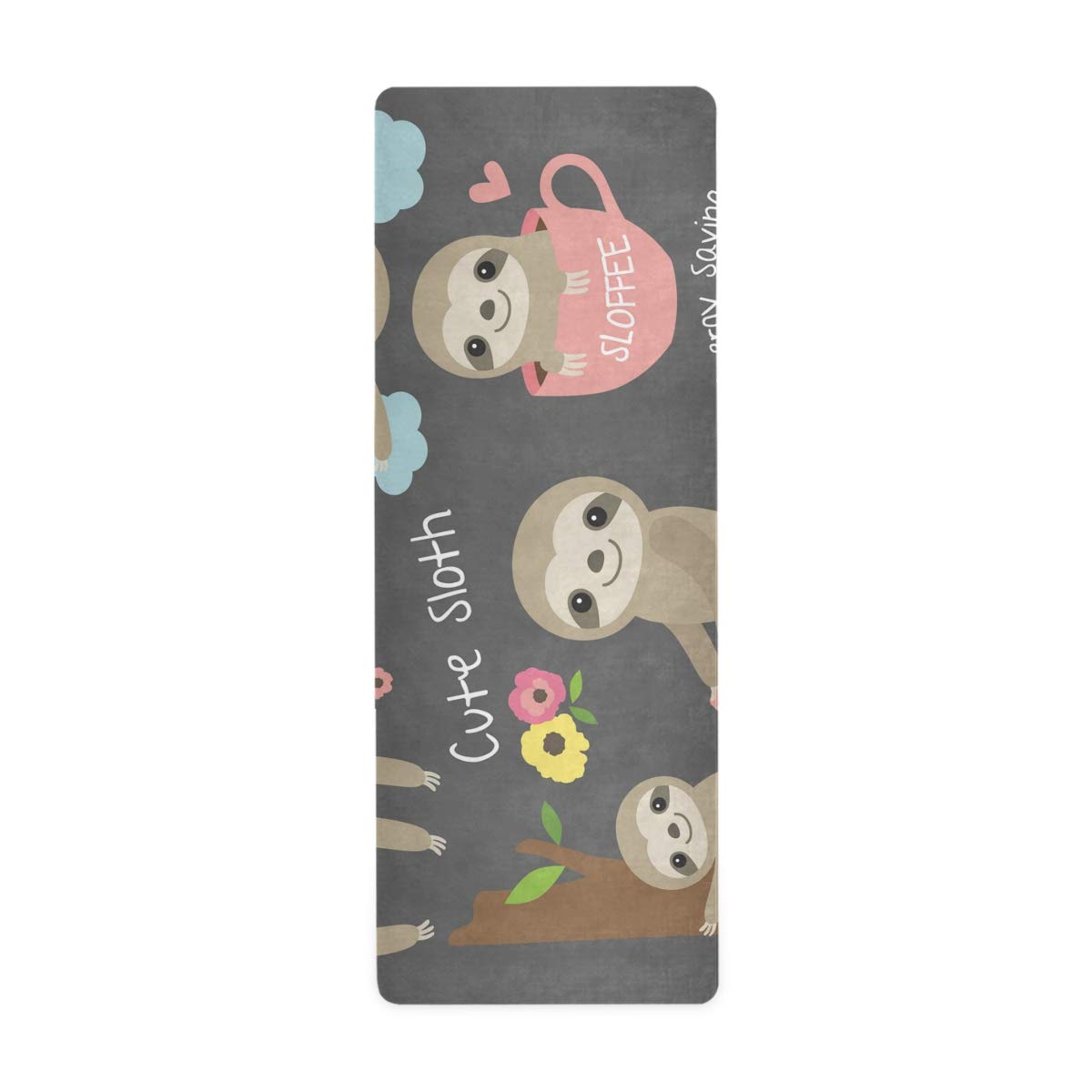 Non-Slip Yoga Mat with Cute Baby Sloth Design - Foldable Travel & Fitness Exercise Mat for Yoga, Pilates, Bikram - Perfect for Home Workouts, Studio Classes & Outdoor Yoga Sessions
