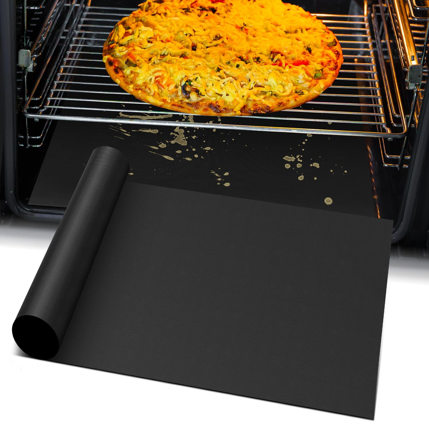 Non-Stick Oven Liners for Electric & Gas Ovens - Reusable Teflon Protector Mat (23.6