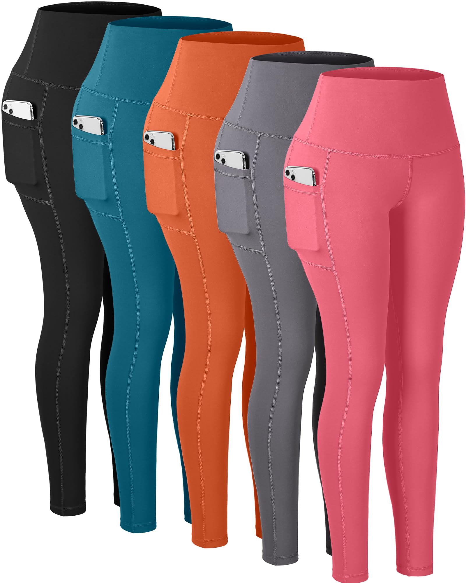 CHRLEISURE Women's High Waisted Yoga Pants with Pockets - Tummy Control Workout Leggings for Running, Gym & Lounge Wear