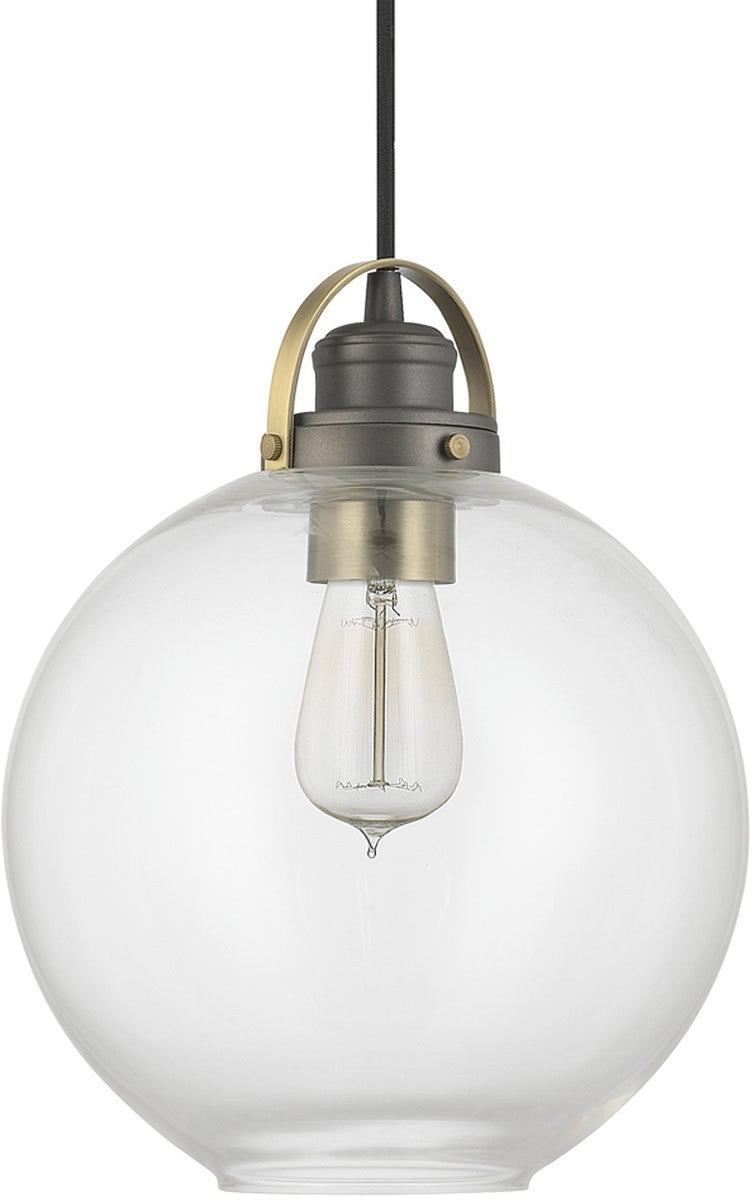 10W Mini Pendant Light in Graphite with Aged Brass Finish - Perfect for Kitchen Island, Dining Room, and Entryway Lighting