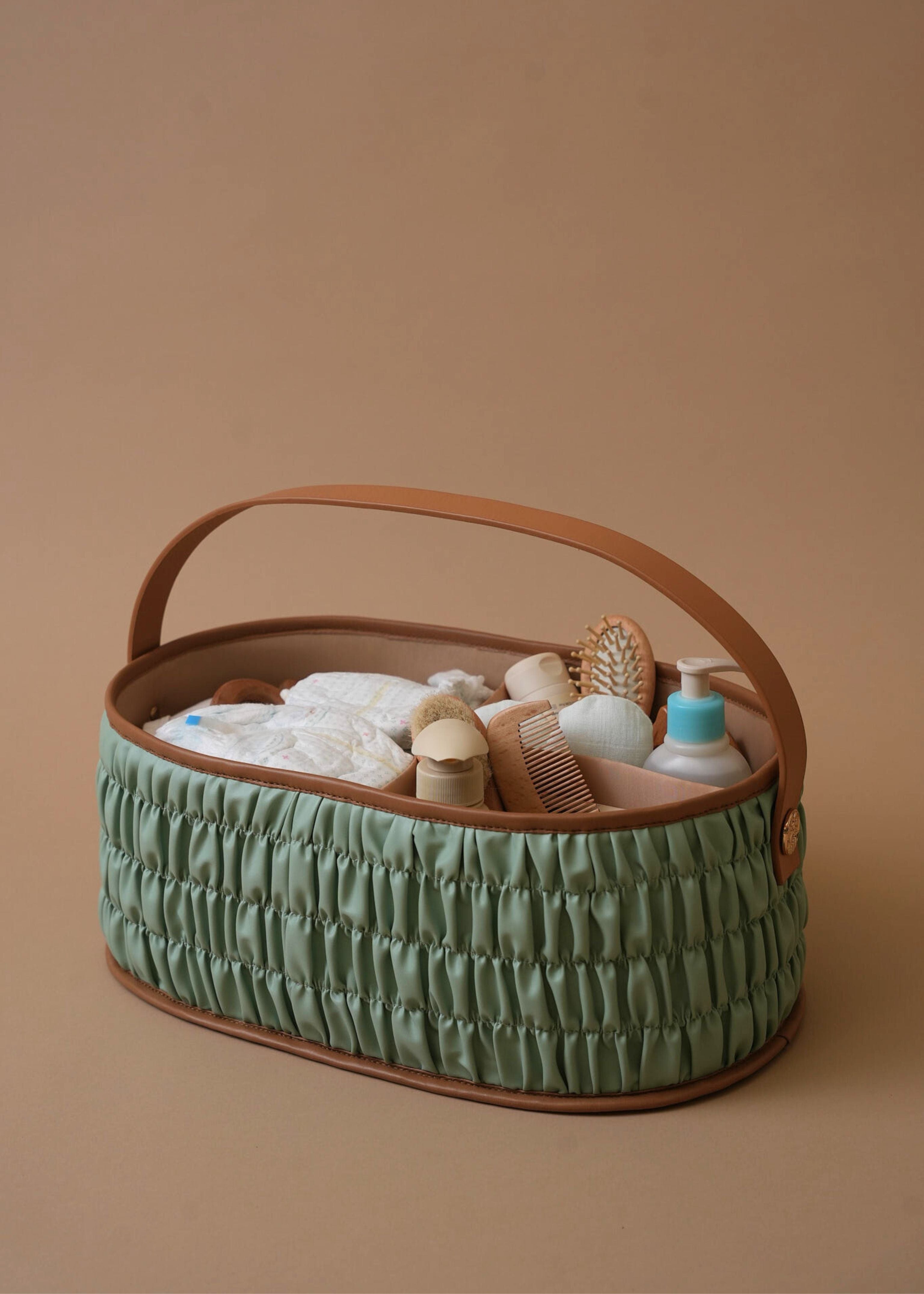 Dune Diaper Caddy Organizer - Mint Green Baby Essentials Storage for Nursery, Changing Table & On-the-Go | Perfect for Diapers, Wipes & Baby Care Items