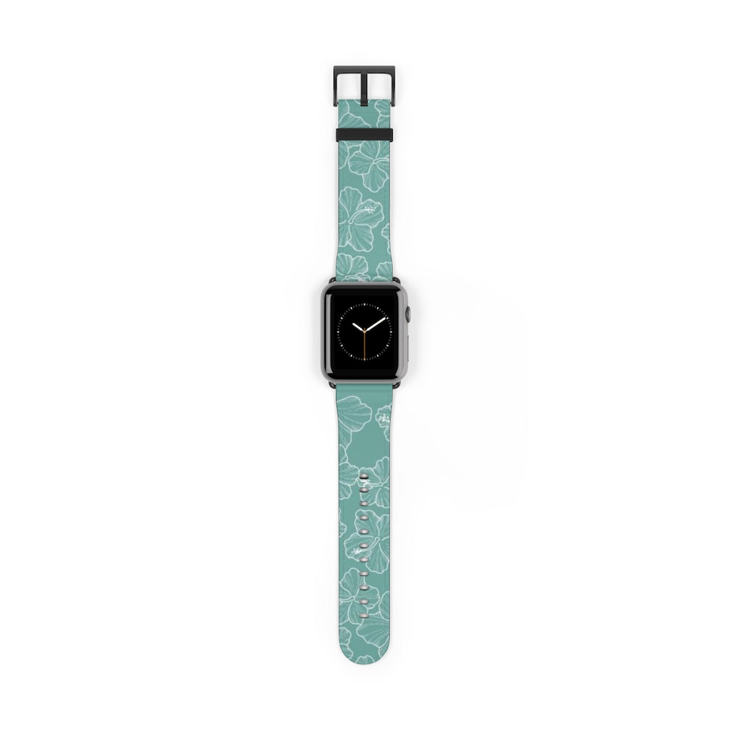 Premium Teal Hibiscus Watch Band - Stylish & Durable Replacement Strap for Apple Watch, Fitbit & Samsung - Perfect for Workouts, Casual Wear & Outdoor Activities