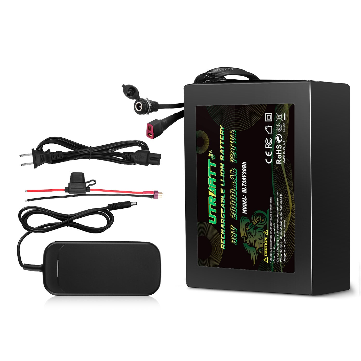 36V 20AH Lithium Ion Battery for Electric Bikes - Includes 42V 2A Fast Charger - Perfect for Commuting, Mountain Biking & Long Distance Rides