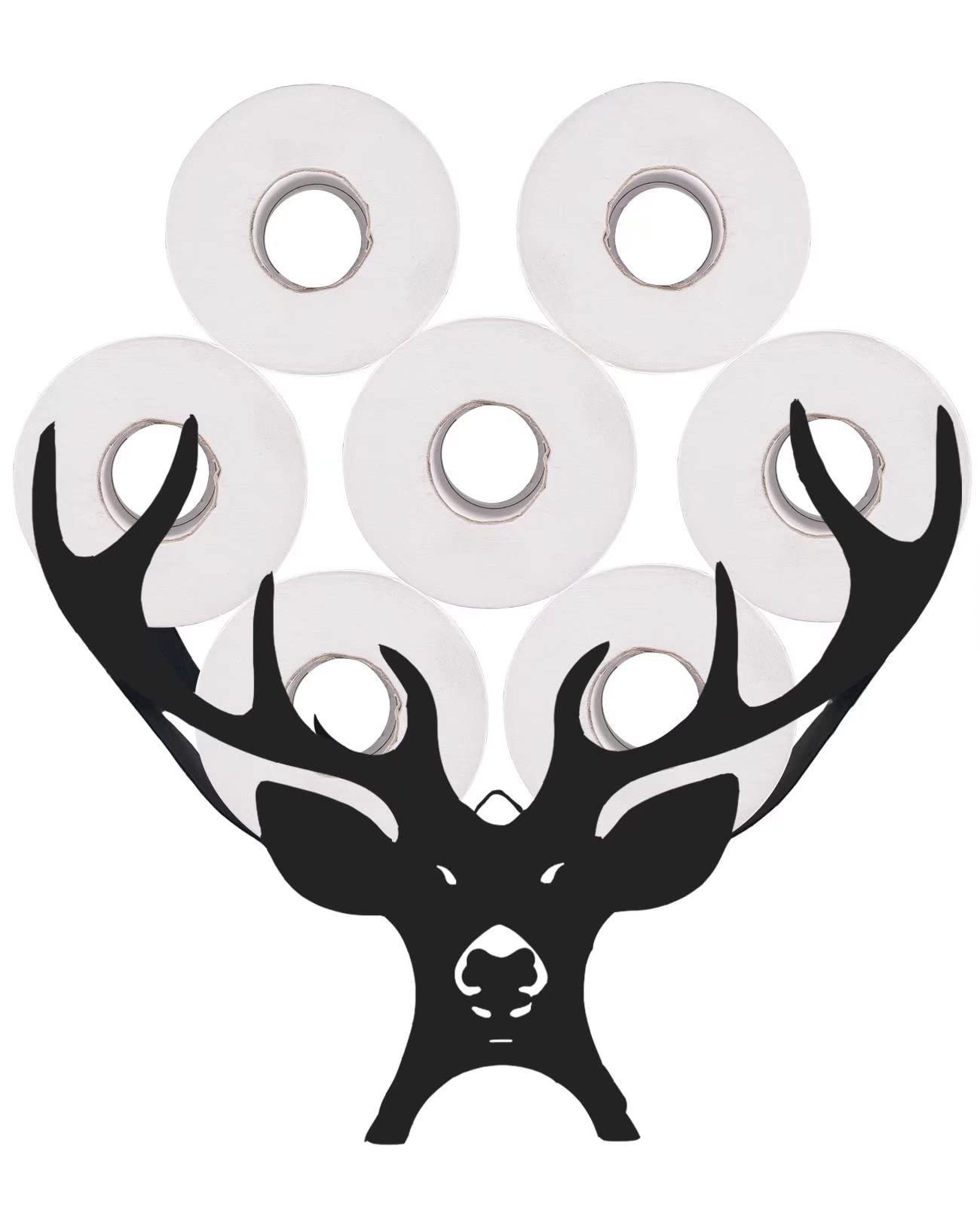 Black Antler Toilet Paper Holder - Freestanding & Wall Mounted Bathroom Tissue Organizer with 7-Roll Capacity | Funny Novelty Home Decor for Bathroom, Office & House | Perfect for Rustic, Hunting Lodge & Cabin Decor