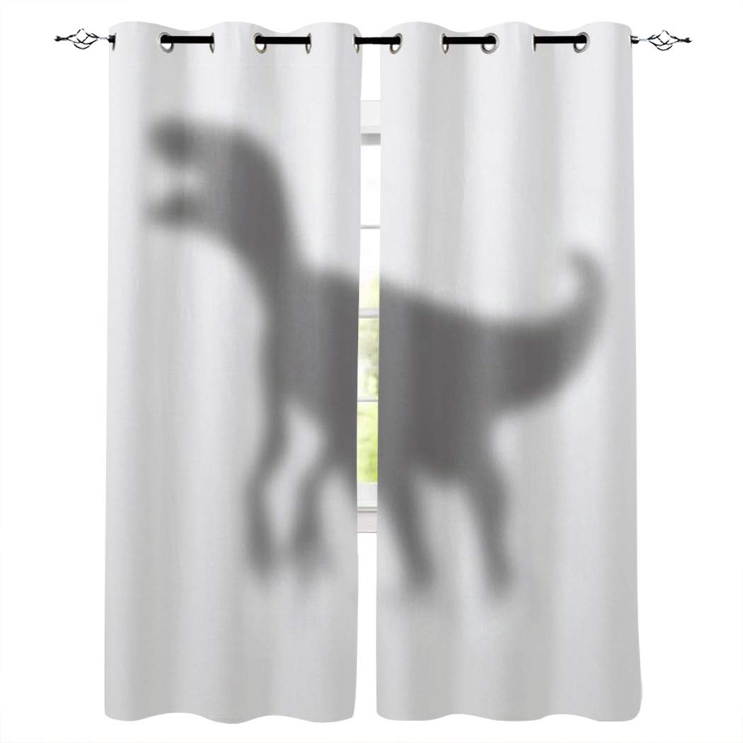 Aiesther Dinosaur Shadow Blackout Curtains - Thermal Insulated Room Darkening Window Panels for Living Room & Bedroom (2 Panels, 52x90 Inches) - Perfect for Kids' Rooms, Theaters & Light-Sensitive Sleepers