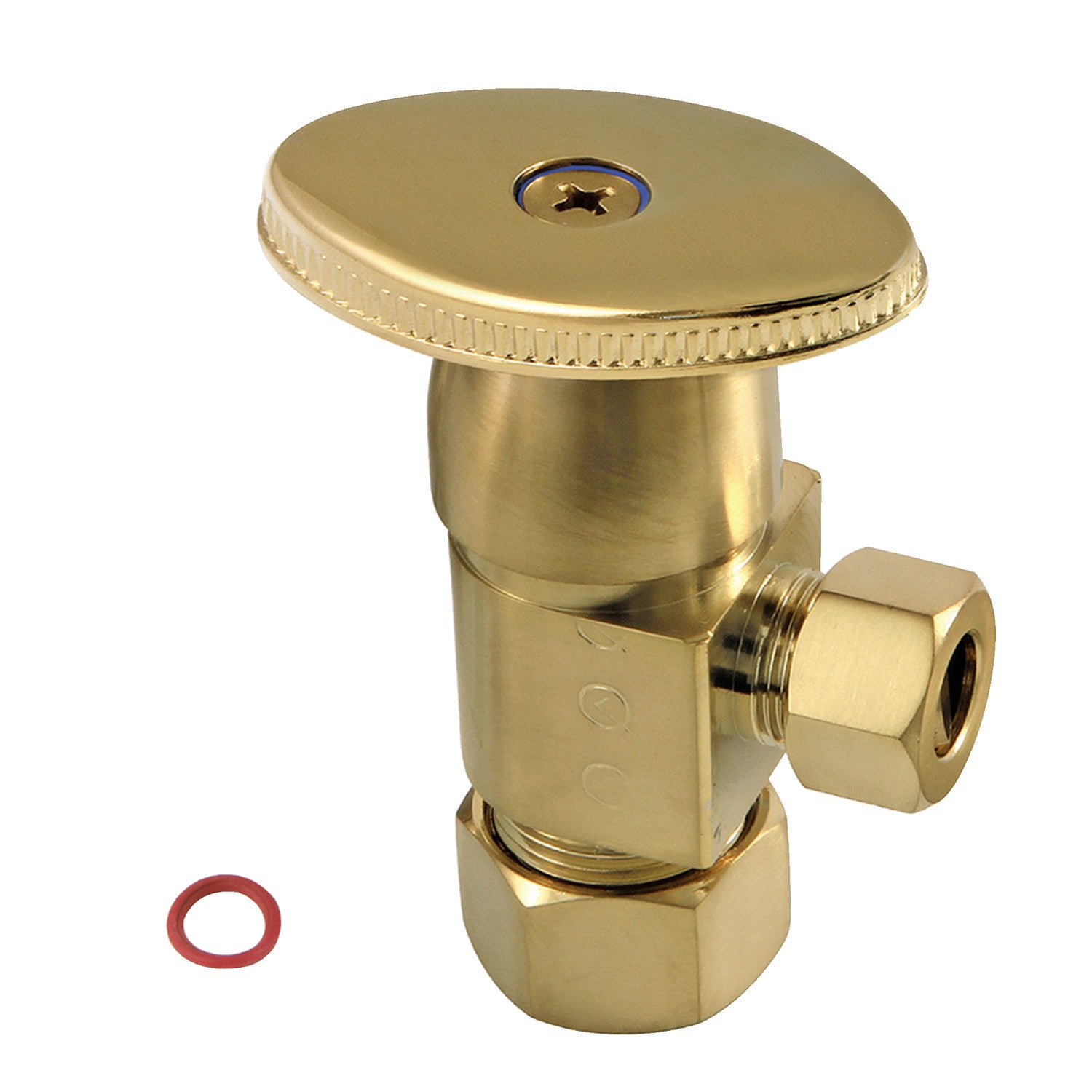 Americana CD53307VA 5/8 Inch O.D. x 3/8 Inch O.D. Anti-Seize Deluxe Quarter-Turn Ceramic Disc Angle Stop Valve - Brushed Brass Finish for Faucet & Toilet Water Supply Lines
