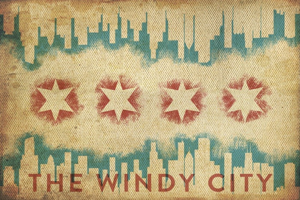 Chicago Illinois Flag & Skyline Tapestry - 12x18 Gallery Quality Metal Wall Art Decor | Aluminum Print for Home, Office & Dorm Room Decorations | Perfect Gift for Chicago Lovers & Travel Enthusiasts