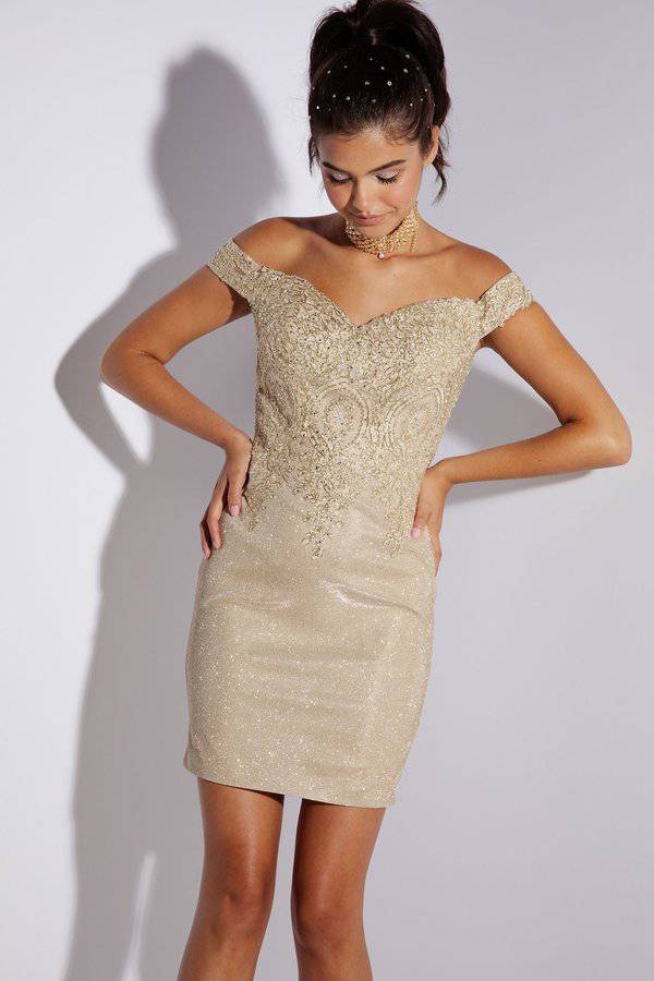 Elegant Eureka 9206 Off-Shoulder Lace Embroidered Short Dress for Women - Perfect for Cocktail Parties, Date Nights & Summer Weddings