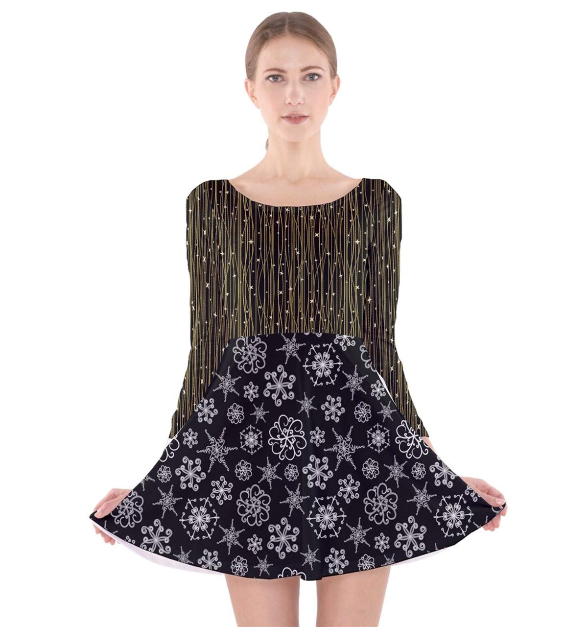 PattyCandy Women's Winter Long Sleeve Soft Velvet Skater Dress - Elegant Flared Party Dress for Christmas, Holiday & Special Occasions | Perfect for Office, Date Night & Festive Gatherings