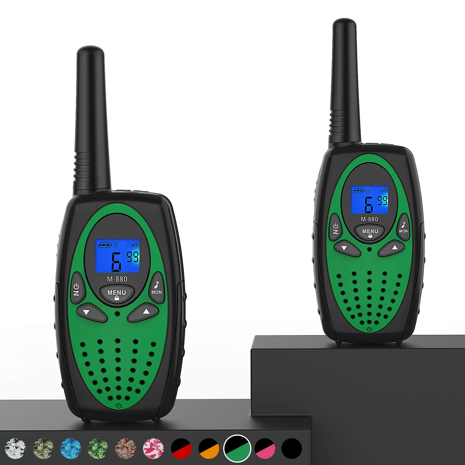 Topsung M880 Long Range Walkie Talkies for Adults - 2 Pack (Green) - Ideal for Hiking, Camping, and Outdoor Adventures