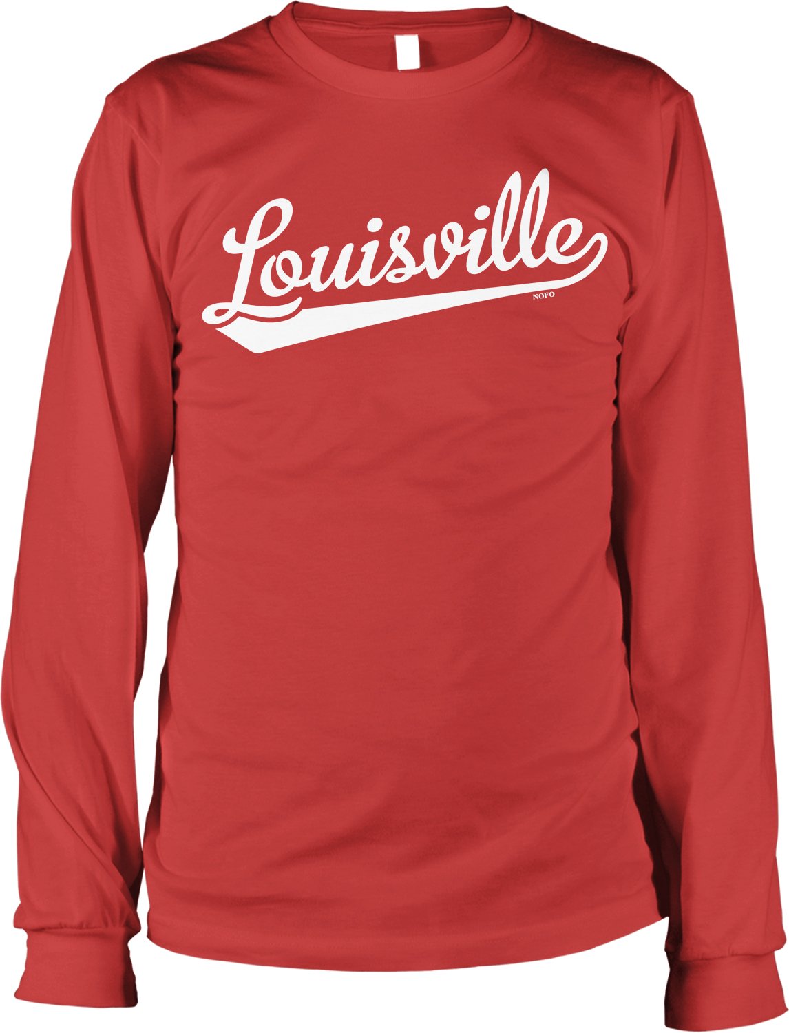 NOFO Clothing Co Louisville Script Baseball Font Men's Long Sleeve Shirt - Vintage Style Baseball Tee for Men, Casual & Athletic Wear, Perfect for Game Day, Streetwear & Everyday Outfits