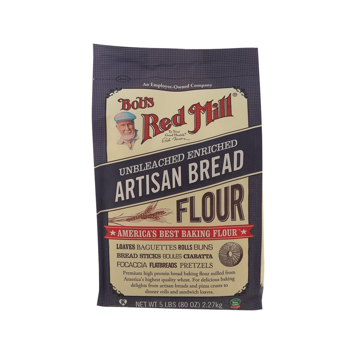 BOB'S RED MILL Unbleached Enriched Artisan Bread Flour (5 lb) - Premium High Protein Wheat Flour for Homemade Sourdough, Baguettes & Artisan Baking