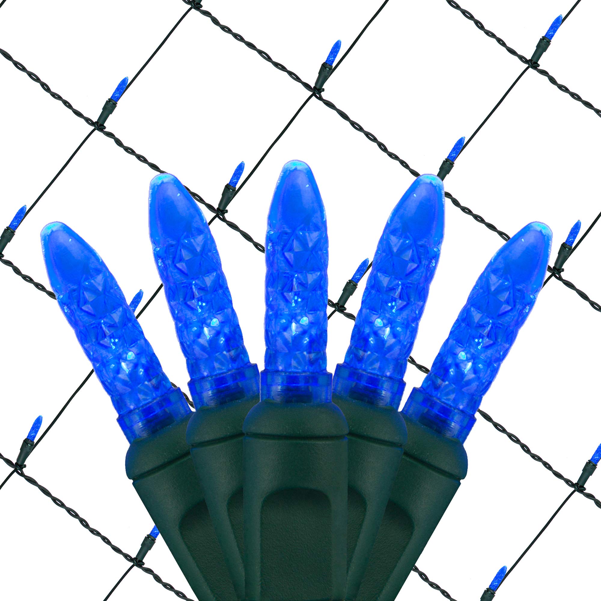 Blue LED Net Lights Outdoor - Wintergreen Holiday & Christmas Decor (4x6ft, 100 LEDs) for Hedges & Trees