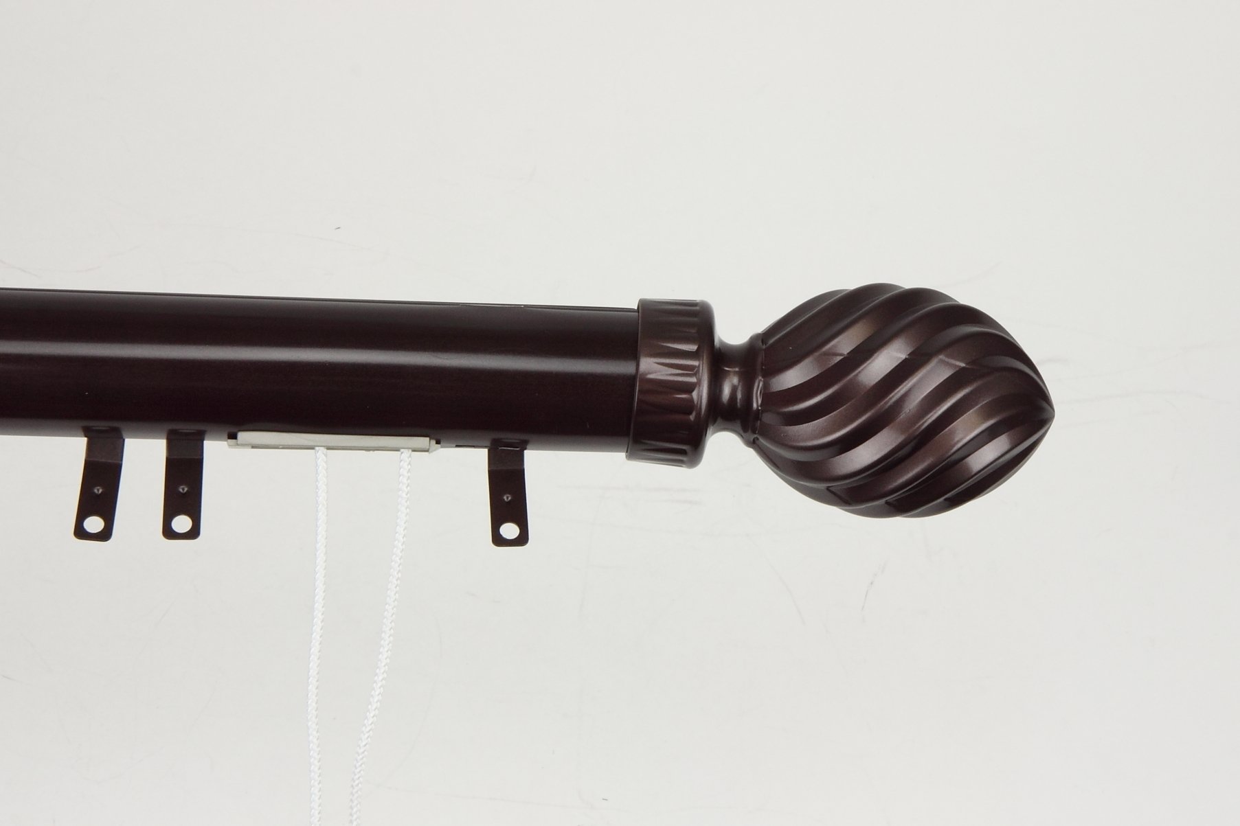 Decorative Traverse Curtain Rod with Sliders & Vortex Finial - Adjustable 66 to 120 Inches - Cocoa Brown - Perfect for Living Room, Bedroom & Window Treatments