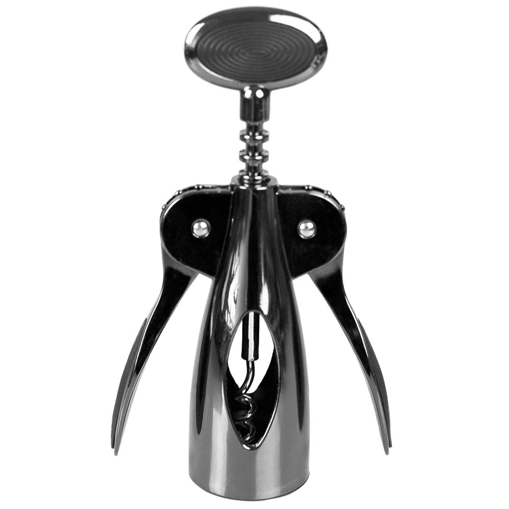 Premium Steel Wing Wine Corkscrew - Nova Collection Kitchen Gadget with Ergonomic Grip, Easy to Use & Clean, Black Onyx (6.6