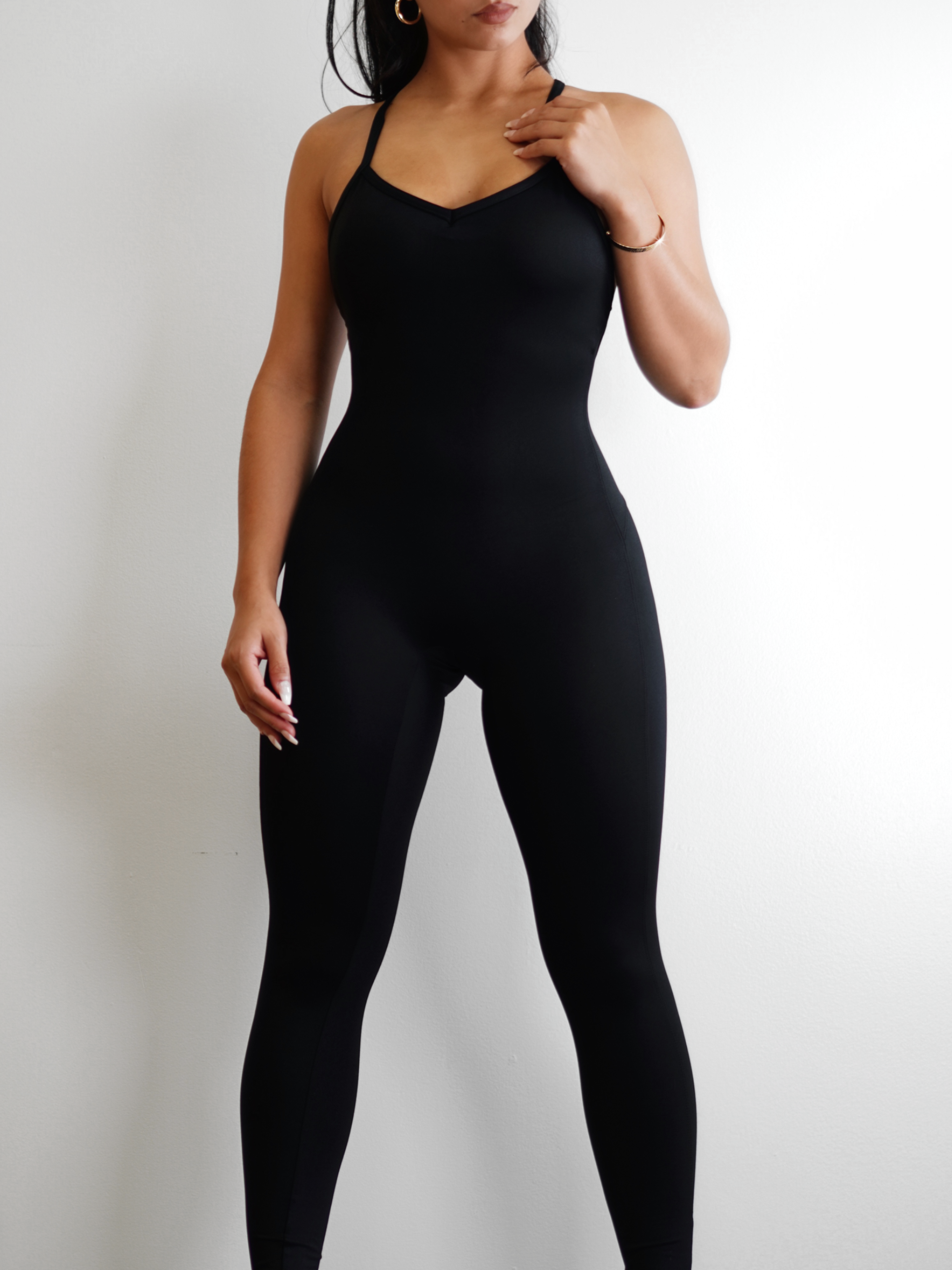 Women's Black Figure Jumpsuit - Slimming Stretch Romper for Casual Wear & Night Out | Perfect for Parties, Dates, and Everyday Fashion