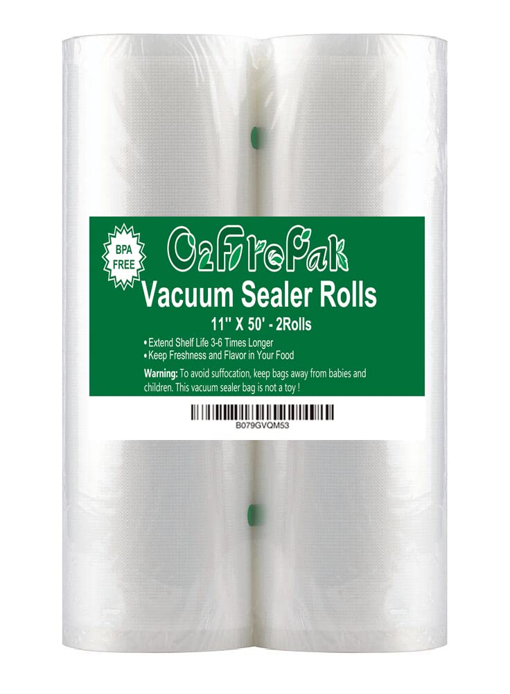 O2frepak 2-Pack (100 Feet Total) BPA-Free Heavy Duty Vacuum Sealer Bags - 11