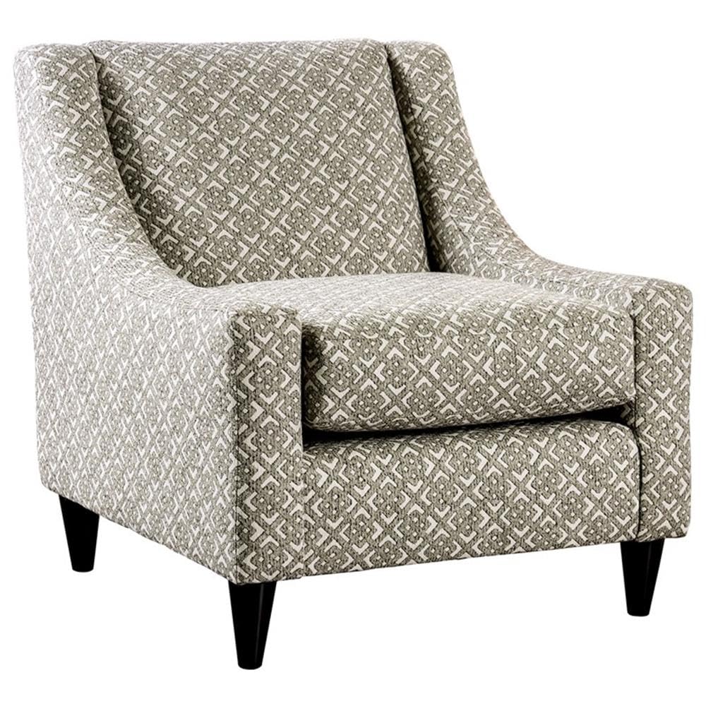 Shila Contemporary Fabric Accent Chair in Gray Geometric - Modern Living Room Furniture for Home Office & Lounge - Comfortable Mid-Century Style Seating for Small Spaces