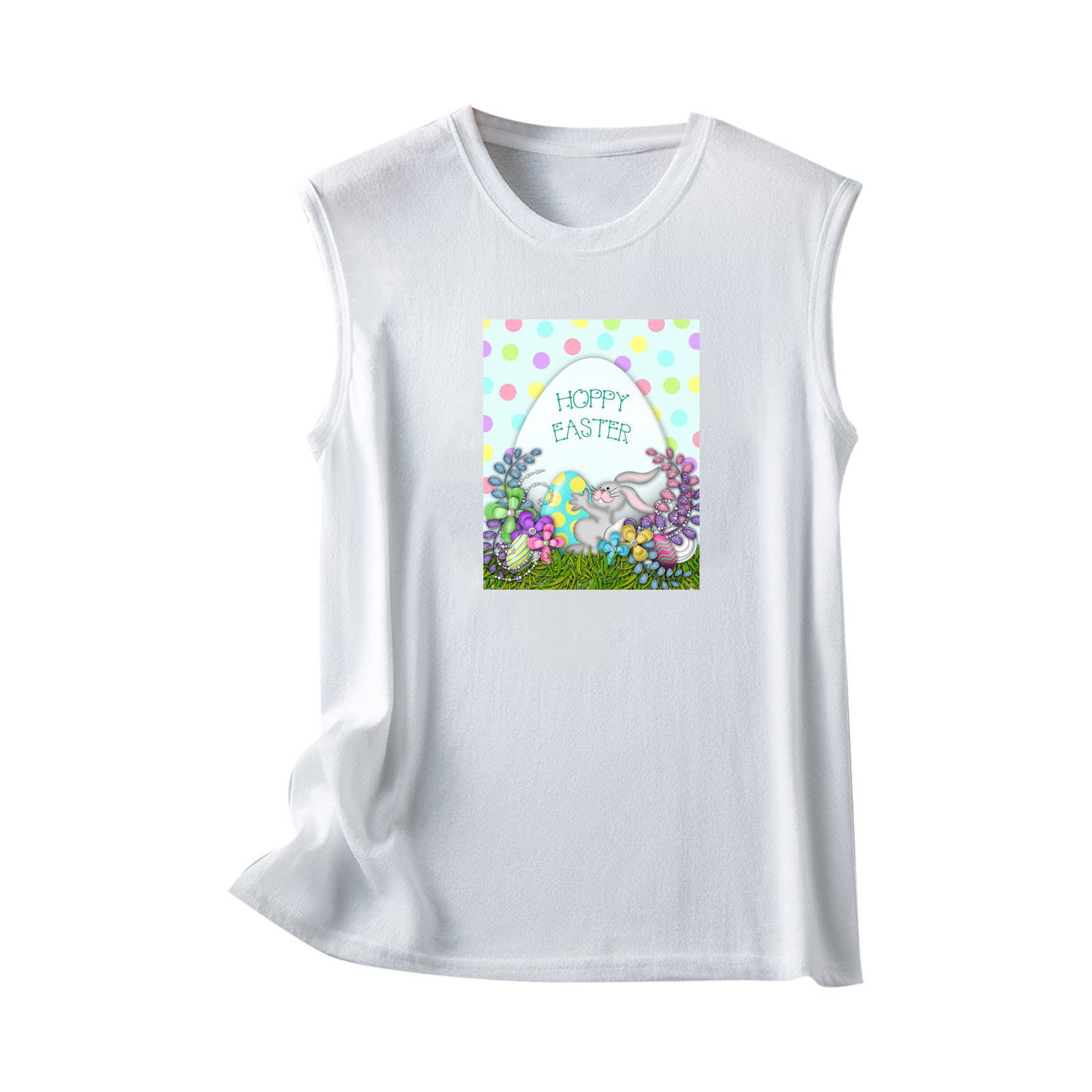 Women's Basic Tank Tops - Fancy O-Neck Sleeveless Easter Print Blouses & Tees | Casual Summer Wear, Beach Outfits, Layering Essentials