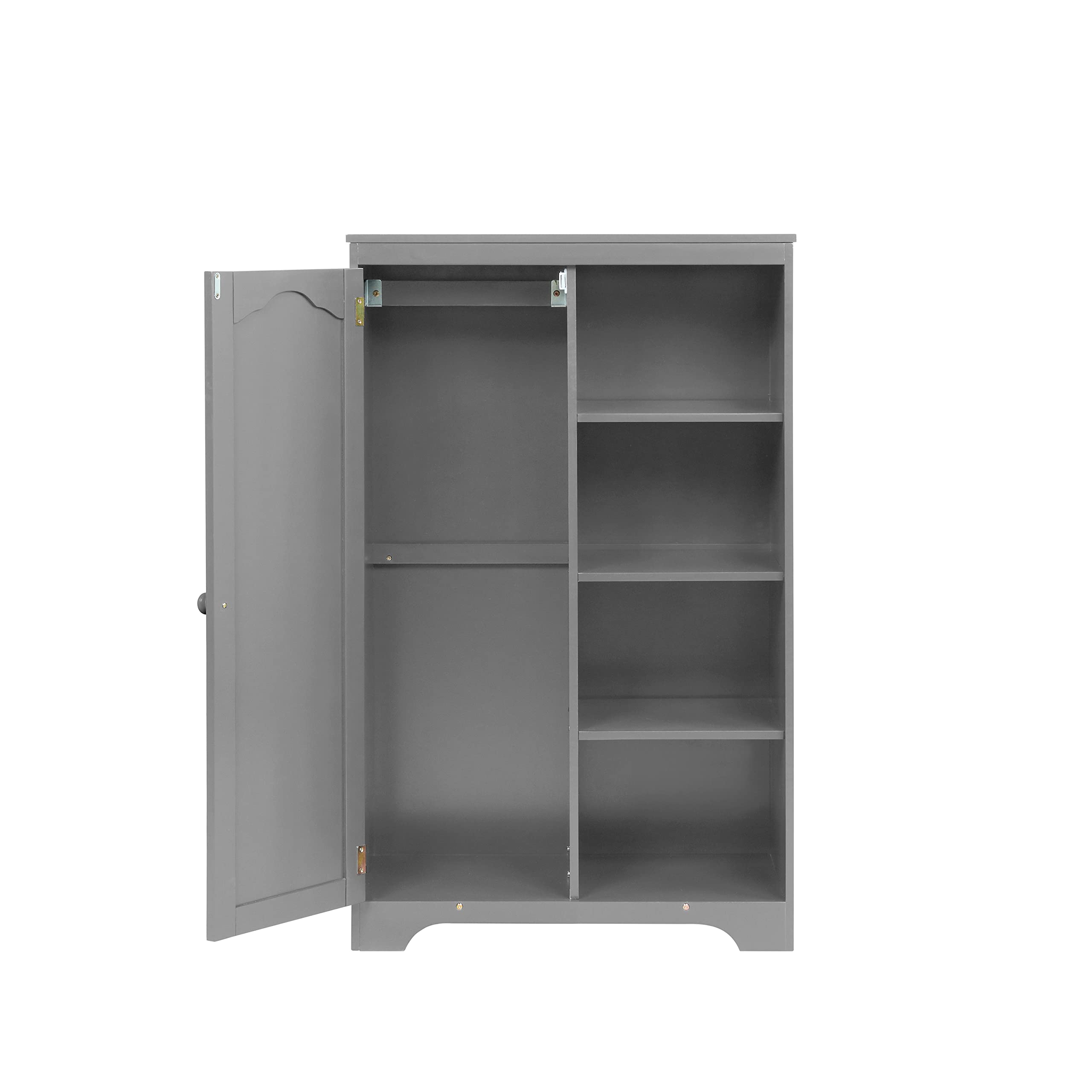 **Solid Wood Wardrobe Closet with 4 Shelves & Clothes Rail - Navy Blue, Pink, Gray Finish | Bedroom Storage Cabinet for Clothes Organization | Perfect for Small Spaces & Apartment Living**