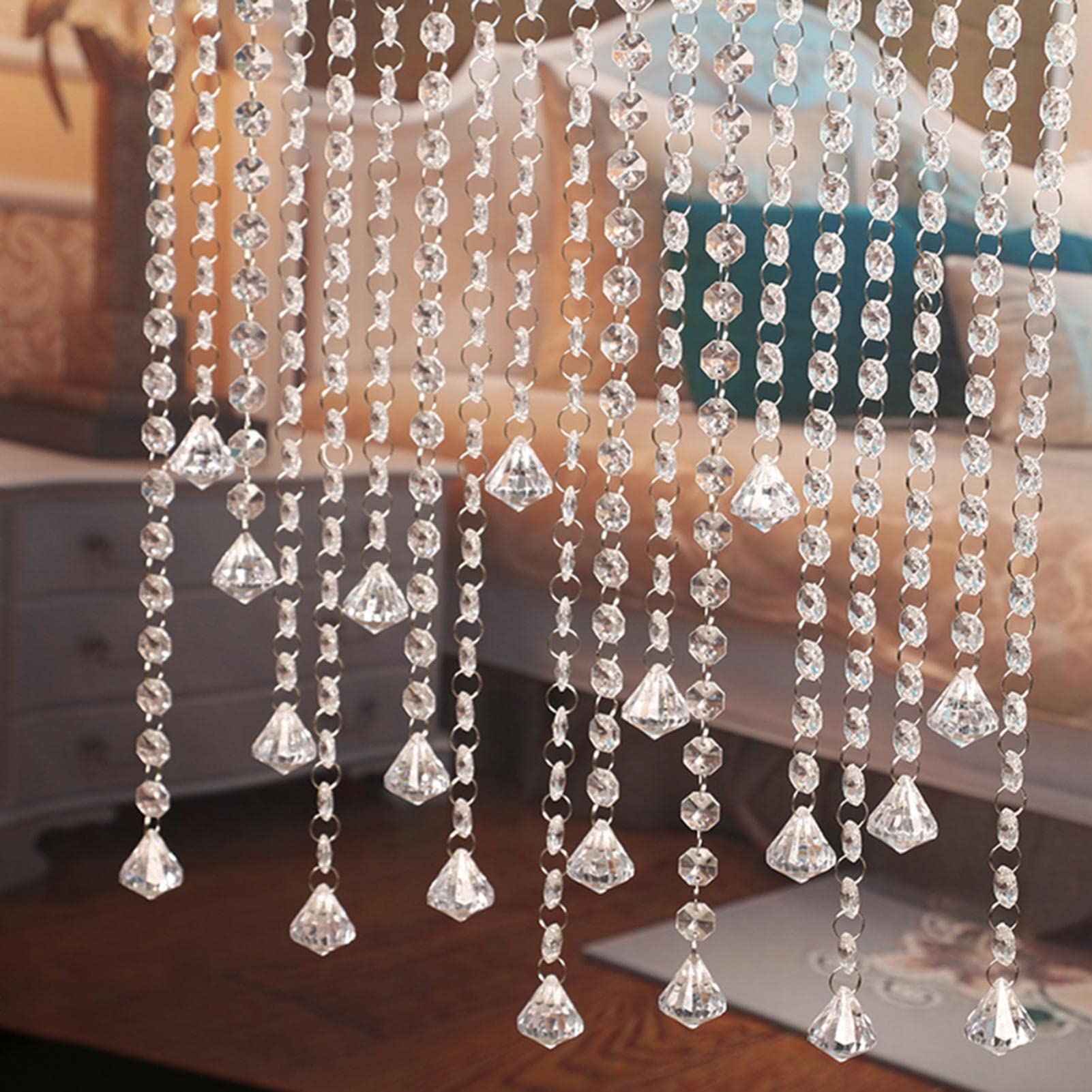 Sparkling Acrylic Crystal Rhinestone Bead Garland - Elegant Curtain & Chandelier Decor for Weddings, Parties & Living Room - DIY Home Decoration Accessories | Perfect for Bridal Showers, Baby Showers & Holiday Decor
