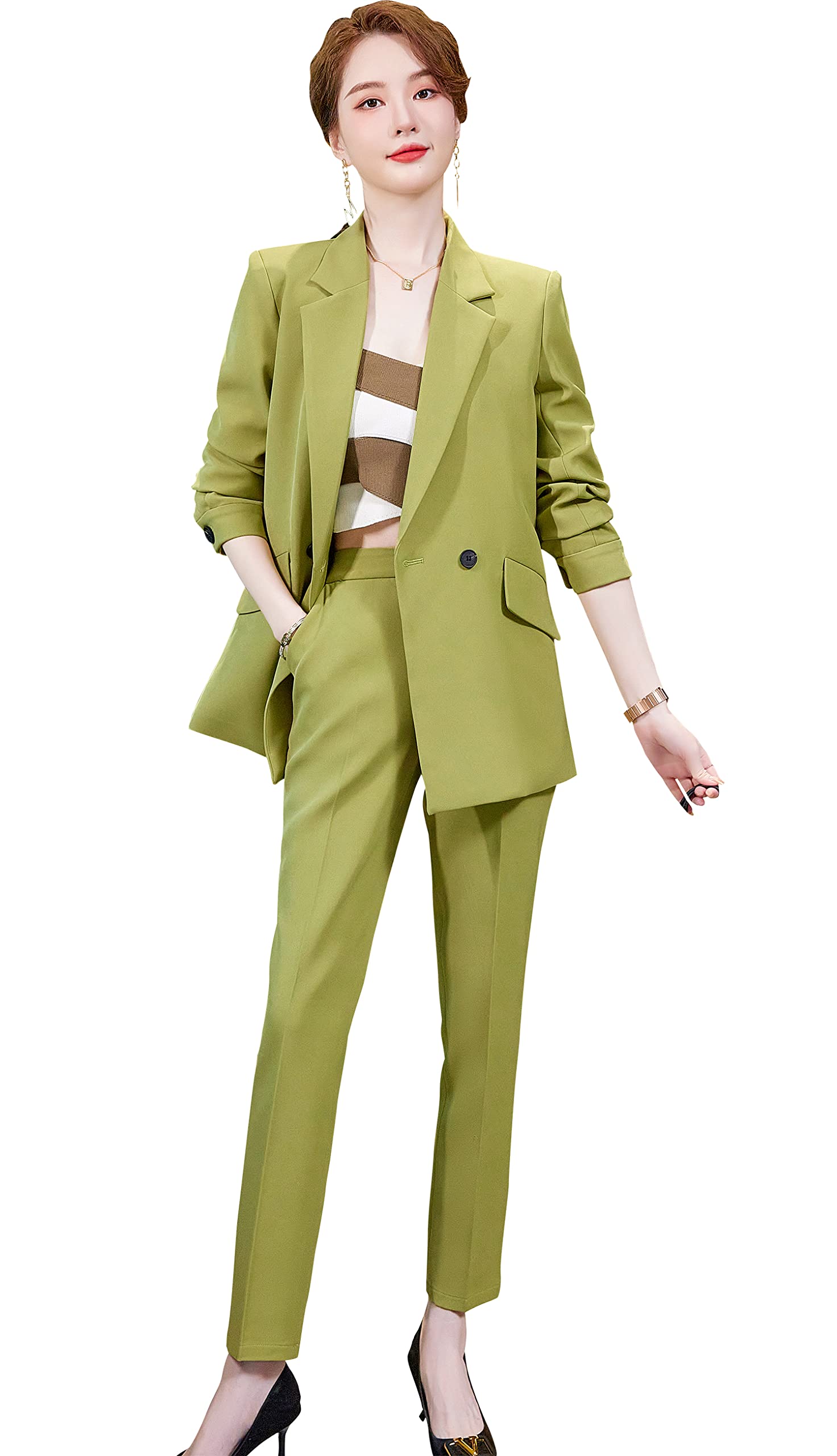 SUSIELADY Women's Professional Suit Set - 2 Piece Solid Color Blazer & Pants Outfit for Business, Office & Formal Occasions | Workwear, Interview Attire & Dressy Casual Outfits