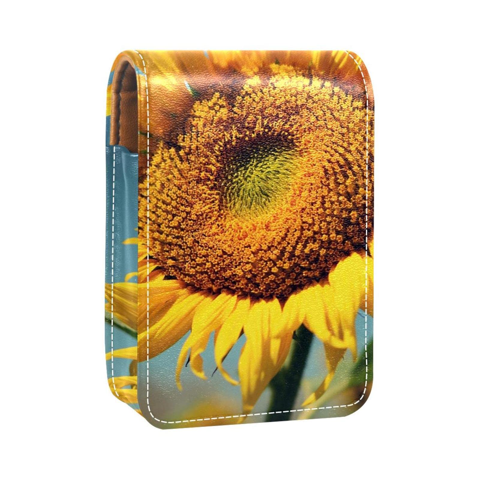 Personalized Lipstick Case - Portable Makeup Bag & Cosmetic Pouch Organizer for Women | Lipstick Holder & Travel Makeup Storage | Sunflower Yellow Design - Perfect for Travel, Daily Use & Gift Giving