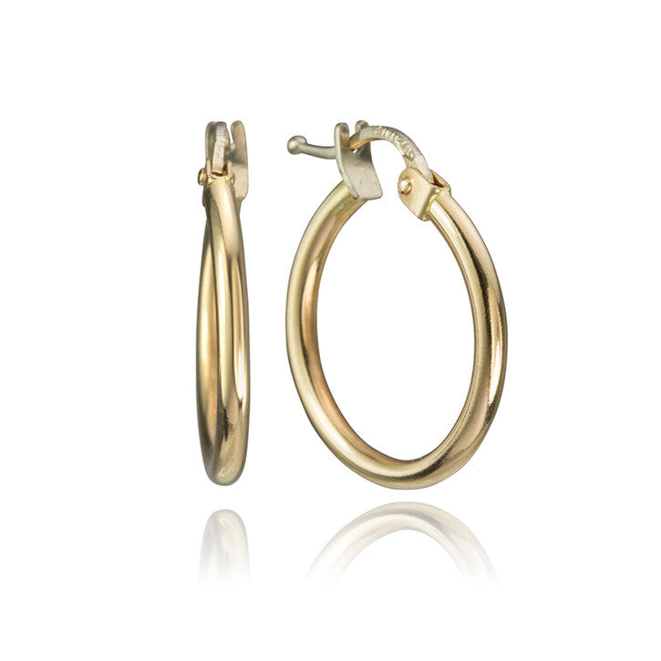 14K Yellow Gold Classic Thin Hoop Earrings for Women - Dainty Everyday Studs, Minimalist Jewelry for Work, Date Night & Gifting