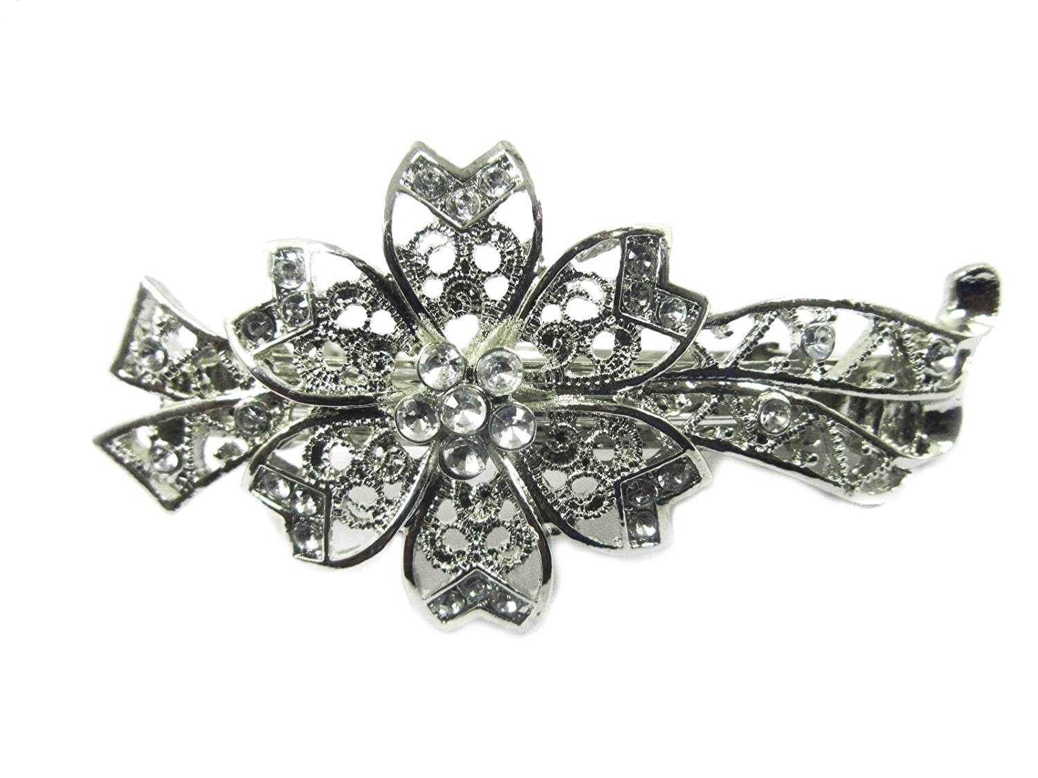 Antique Silver Crystal Bridal Hair Clip - Elegant for Weddings & Parties