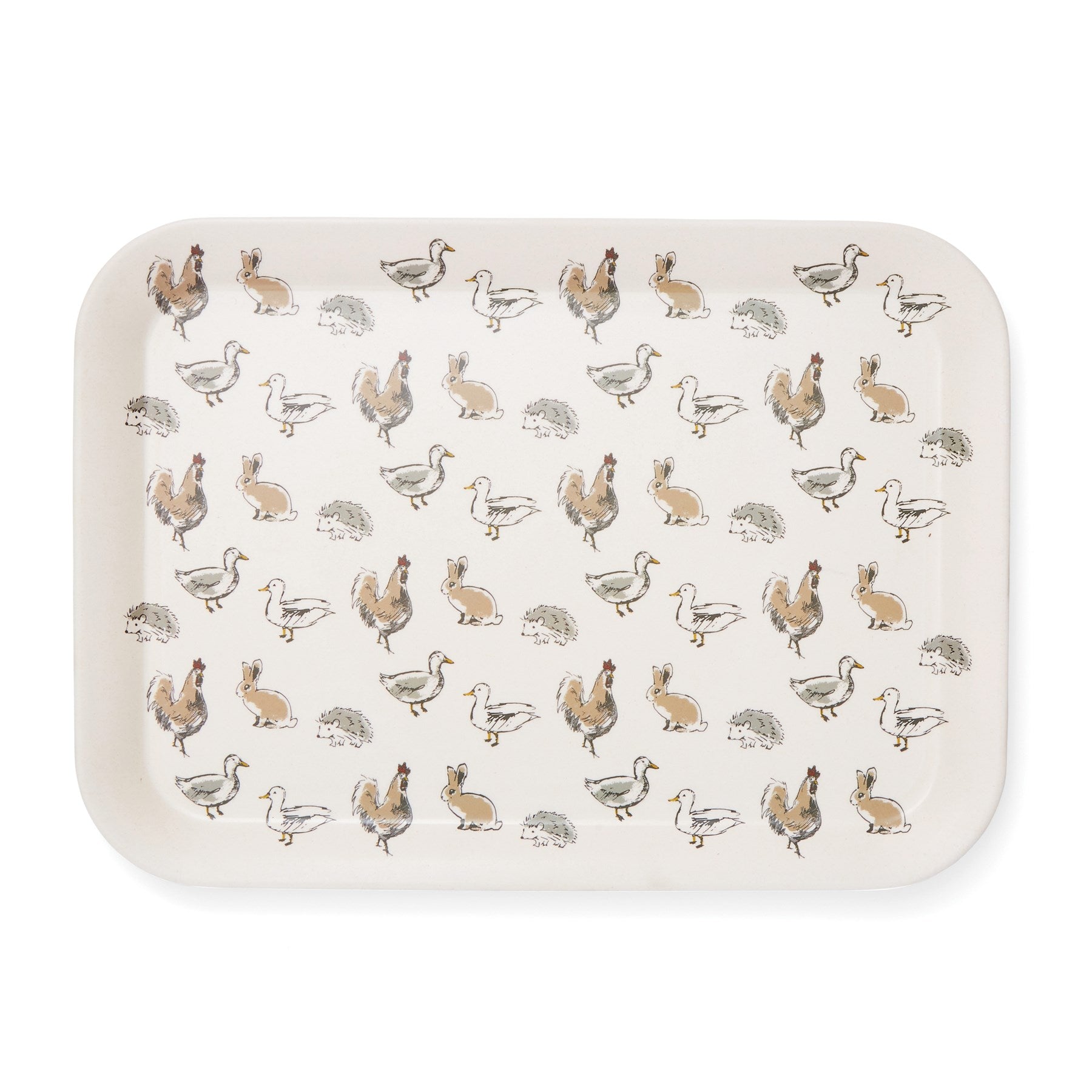 Country Animals Bamboo Serving Tray - Eco-Friendly Wooden Snack Platter for Cheese, Fruits, Charcuterie - Perfect for Parties, Picnics & Home Decor