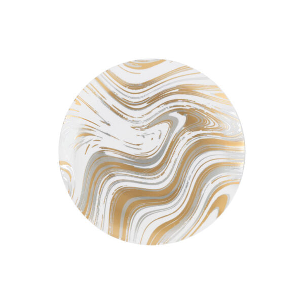 Gold and Silver Round Plastic Plates - 10-Pack Curved Disposable Plates for Parties, Weddings & Events - Elegant Tableware for Celebrations